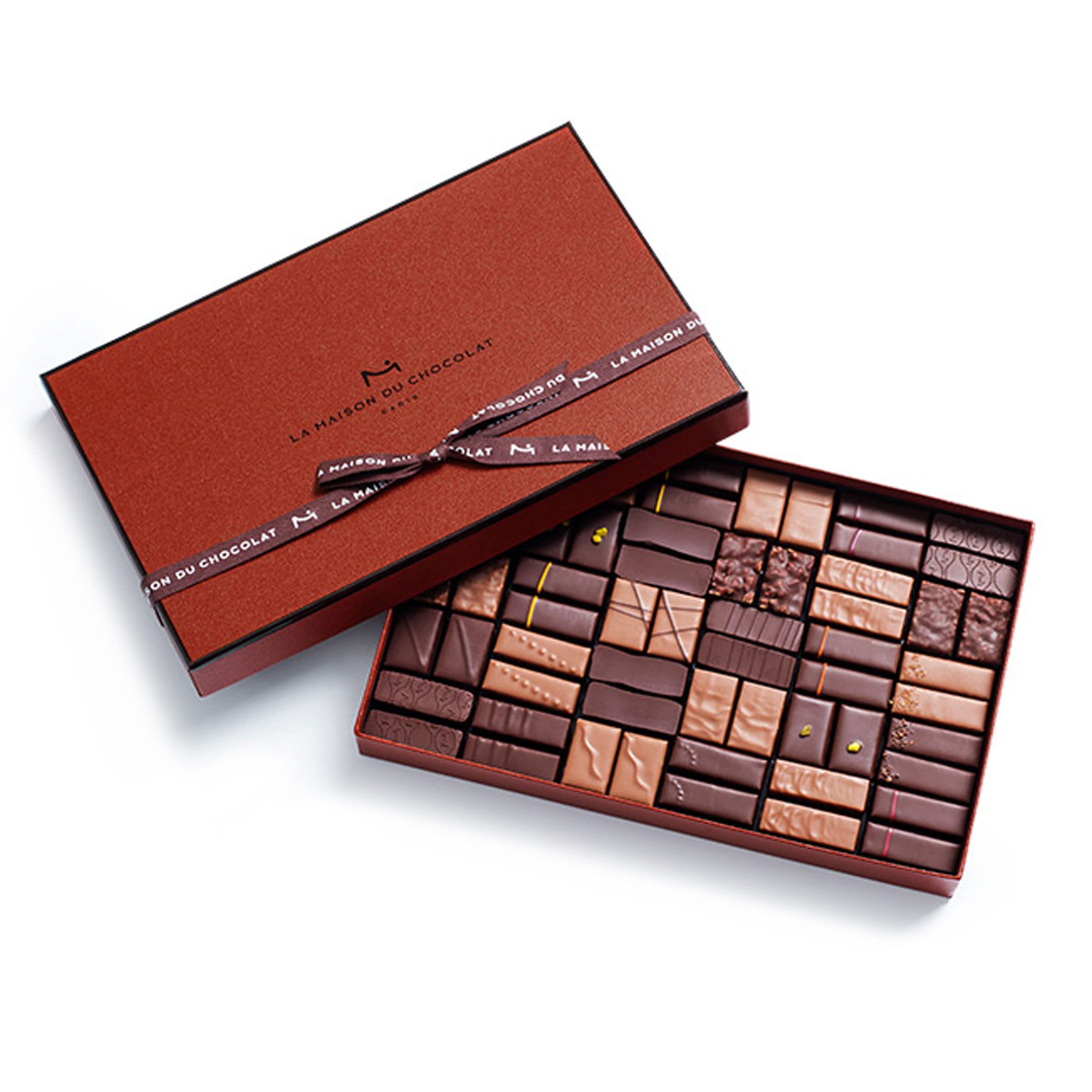 La Maison Du Chocolat Premium Dark & Milk Chocolate Gift Box - 60pc Gourmet French Chocolates | Luxury Dessert for Holidays, Gifts & Special Occasions