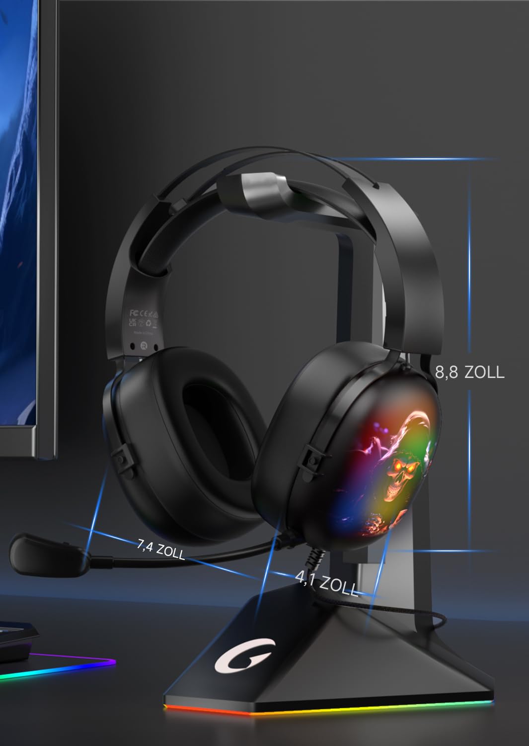 Gvyugke 7.1 Surround Sound Gaming Headset with Microphone - USB Wired RGB Headphones for PC, Laptop, PS5 - Perfect for Competitive Gaming, Streaming & Online Meetings
