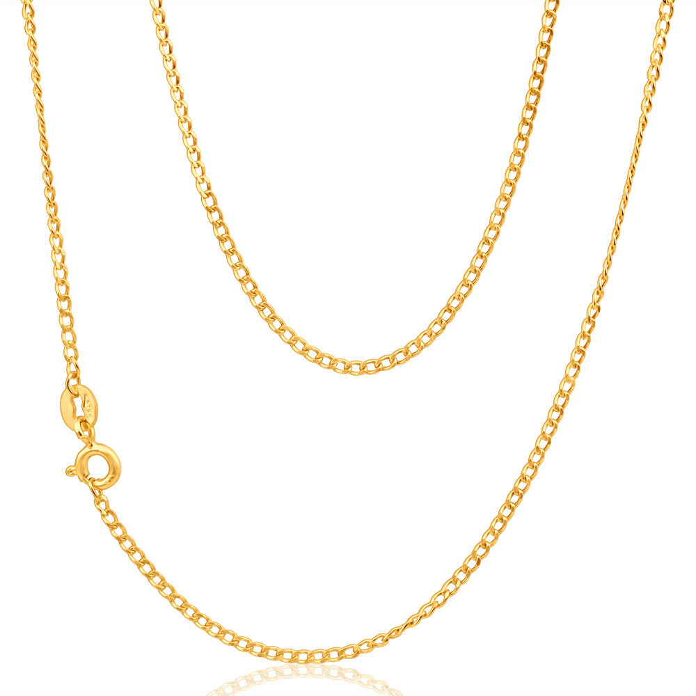 9ct Yellow Gold 40Gauge 45cm Curb Chain Necklace for Men & Women - Perfect for Layering, Everyday Wear & Gift Giving