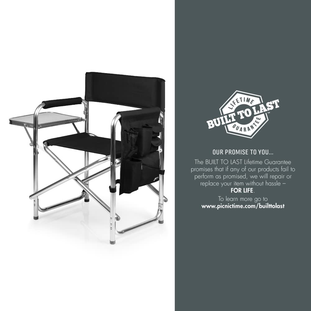 PICNIC TIME NCAA California Bears Folding Sports Chair with Side Table - Portable Beach & Camping Chair for Adults - Perfect for Tailgating, Outdoor Events & Picnics