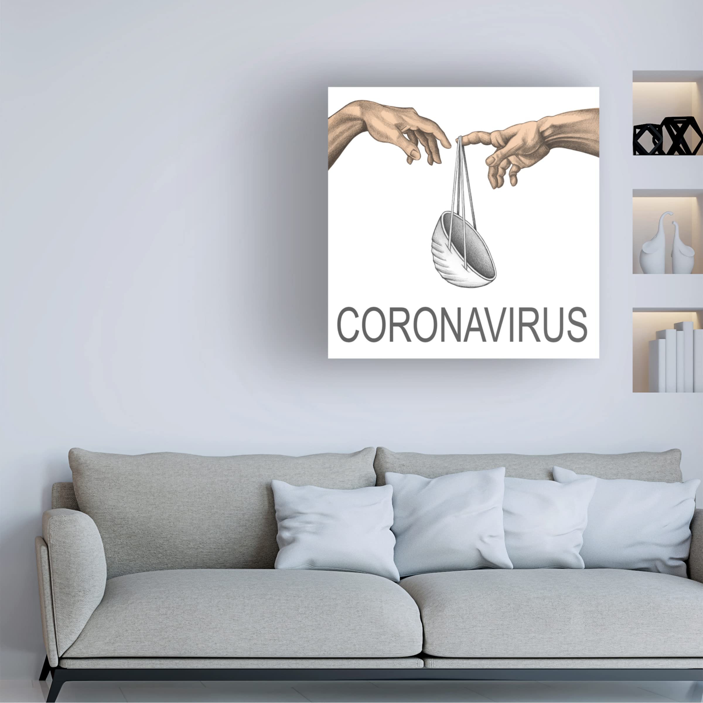 Ben Heine 'Coronavirus' Canvas Wall Art Print - Modern Abstract Painting for Home & Office Decor - Perfect for Living Room, Bedroom or Workspace