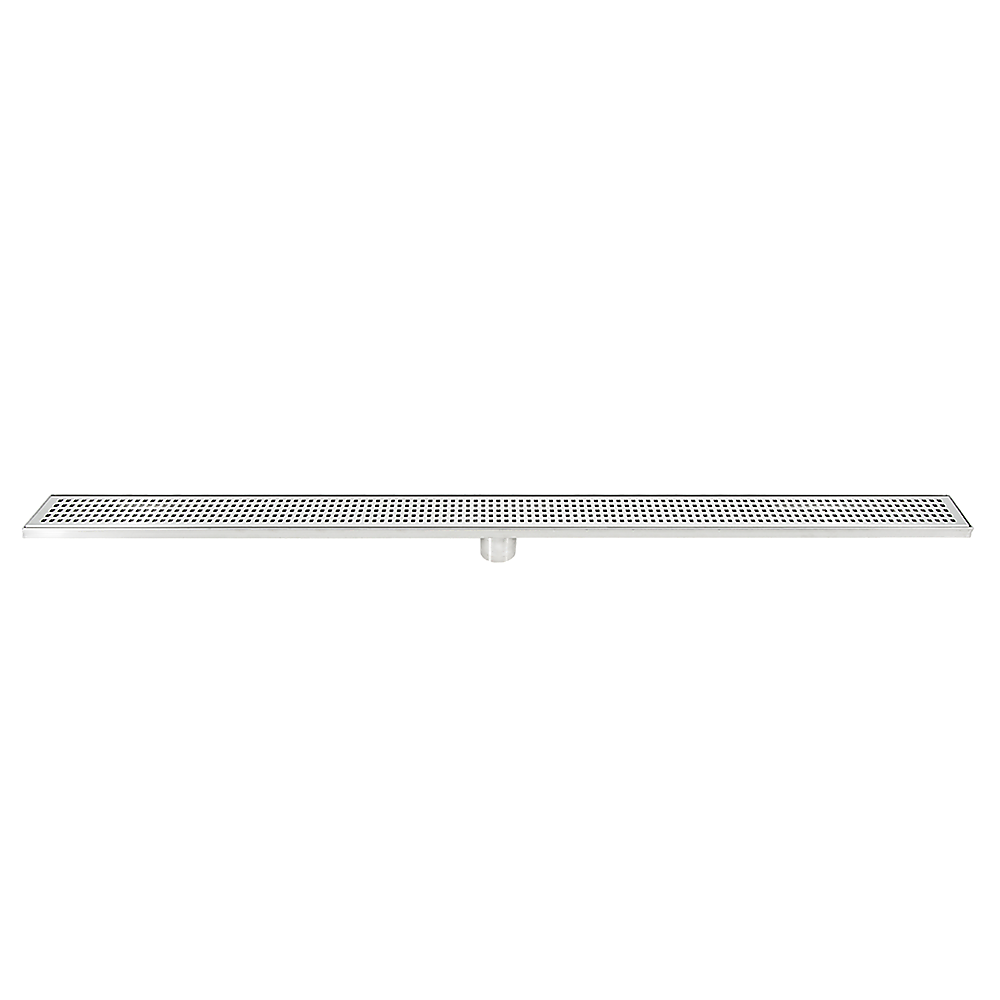 1200mm Stainless Steel Shower Drain Grate - Square Pattern with Center Outlet - Anti-Slip Bathroom Floor Waste Drain for Wet Rooms & Showers