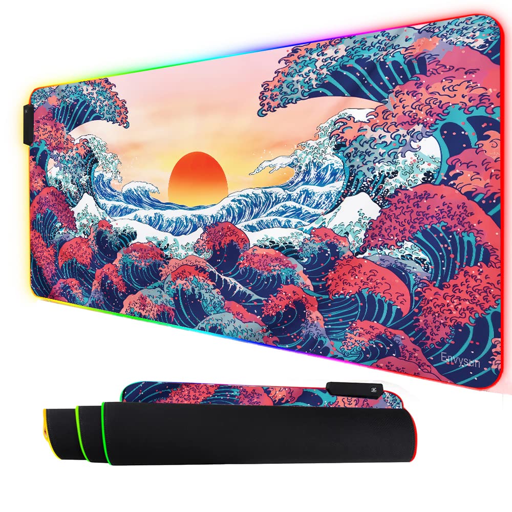 RGB Gaming Mouse Pad - Large Extended LED Mouse Mat with 10 Lighting Modes & 2 Brightness Levels, Water-Resistant Keyboard Pad for PC Gaming Setup (80x30cm) - Perfect for Esports, Streaming & Office Work