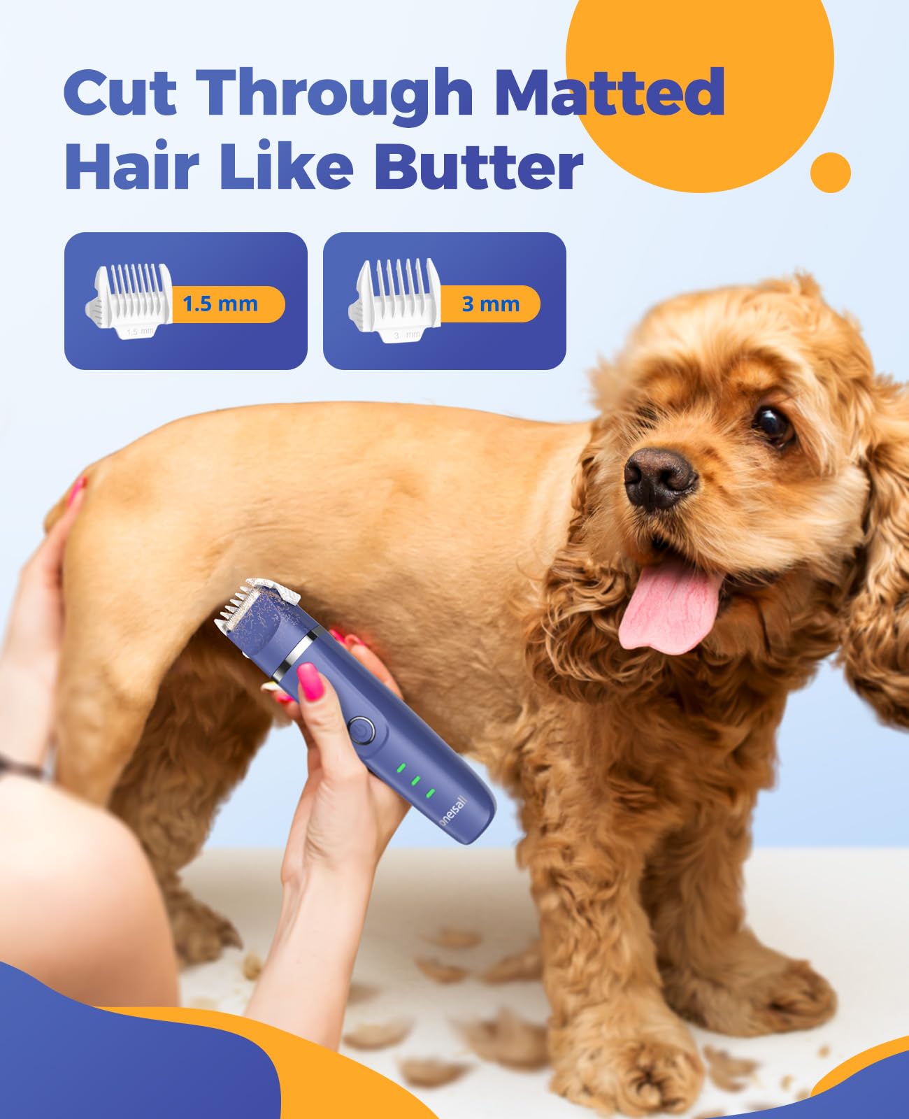 Oneisall 4-in-1 Cordless Dog Grooming Kit - 2-Speed Clippers, Low Noise Paw Trimmer & Rechargeable Quiet Nail Grinder for Dogs & Cats (Blue) | Professional Pet Grooming at Home for Small & Medium Breeds