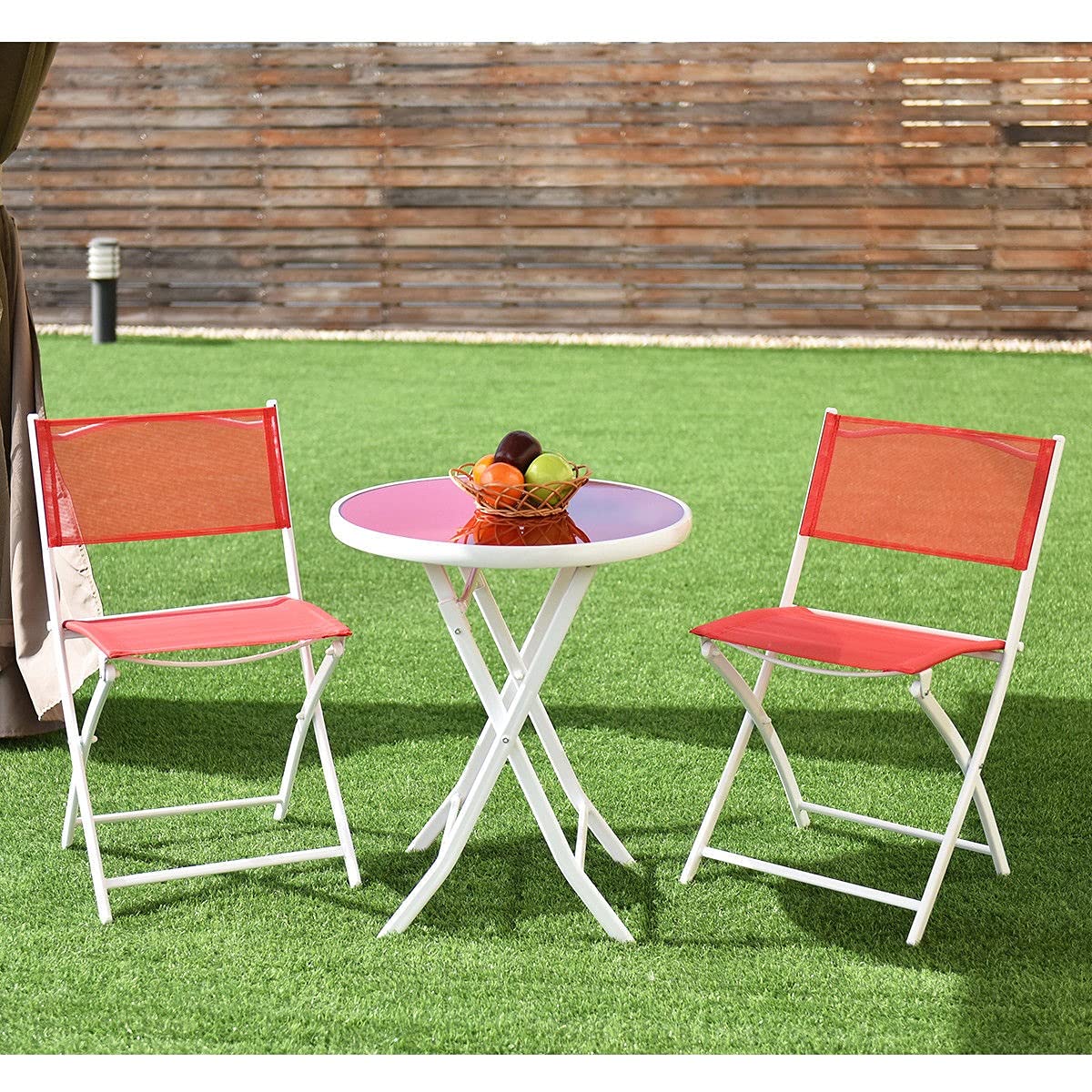 Outdoor Wicker Rattan Patio Bistro Set 3-Piece Folding Table and Chairs - Garden, Backyard, Balcony Furniture for Relaxing & Dining Al Fresco