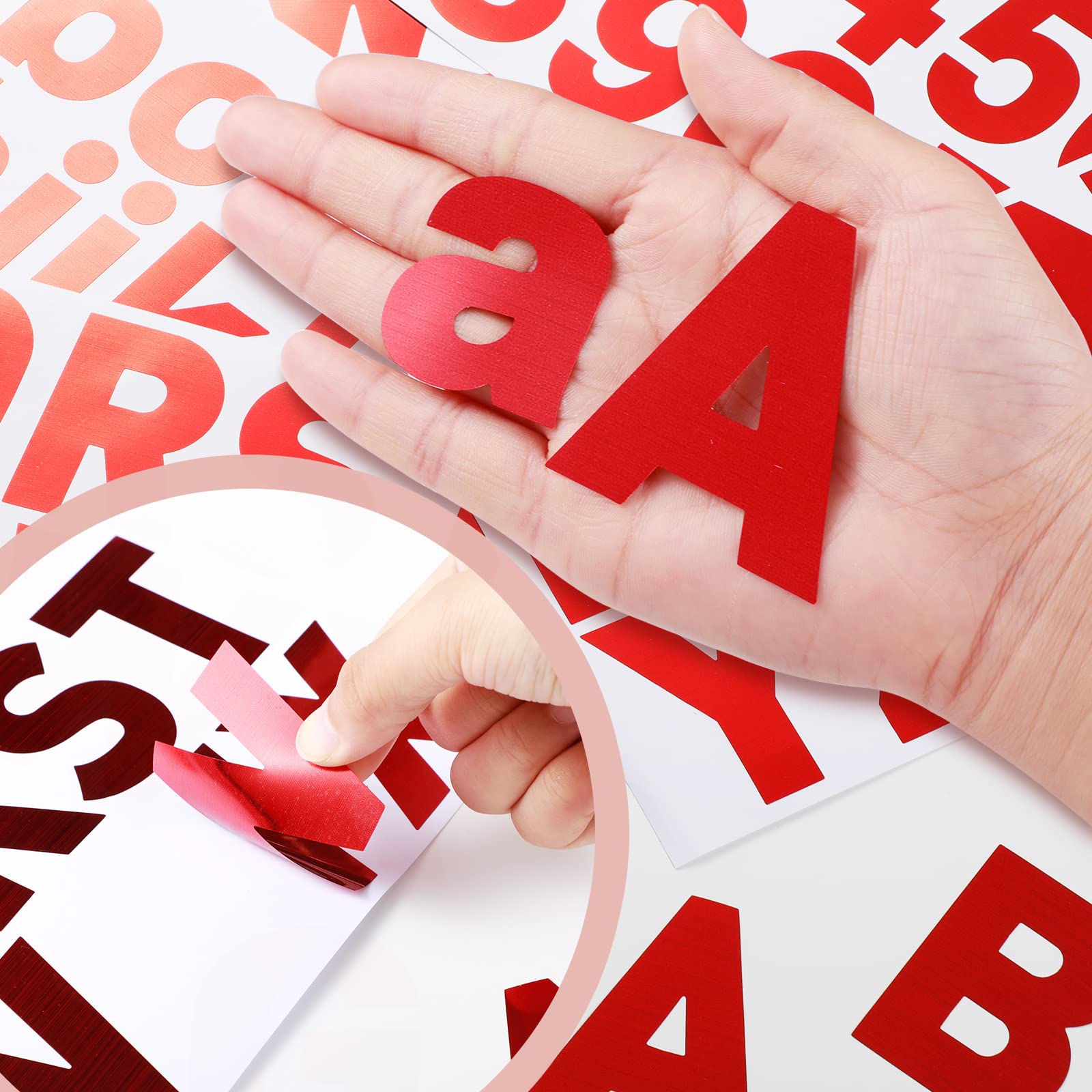 Chinco 232-Piece Large Bulletin Board Letter Stickers Set - 24 Sheets with 2.5 Inch Self-Adhesive Alphabet Letters, Numbers & Symbols in Red - Perfect for Classroom Decor, Teacher Supplies, Office Organization & DIY Craft Projects
