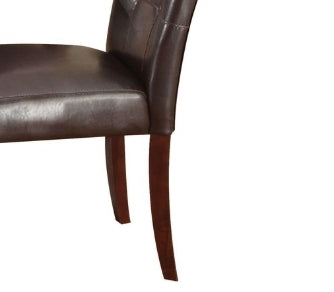 Britney Espresso Synthetic Leather & Walnut Finish Side Chairs (Set of 2) - Modern Dining Room Chairs for Kitchen, Breakfast Nook, or Office Workspace