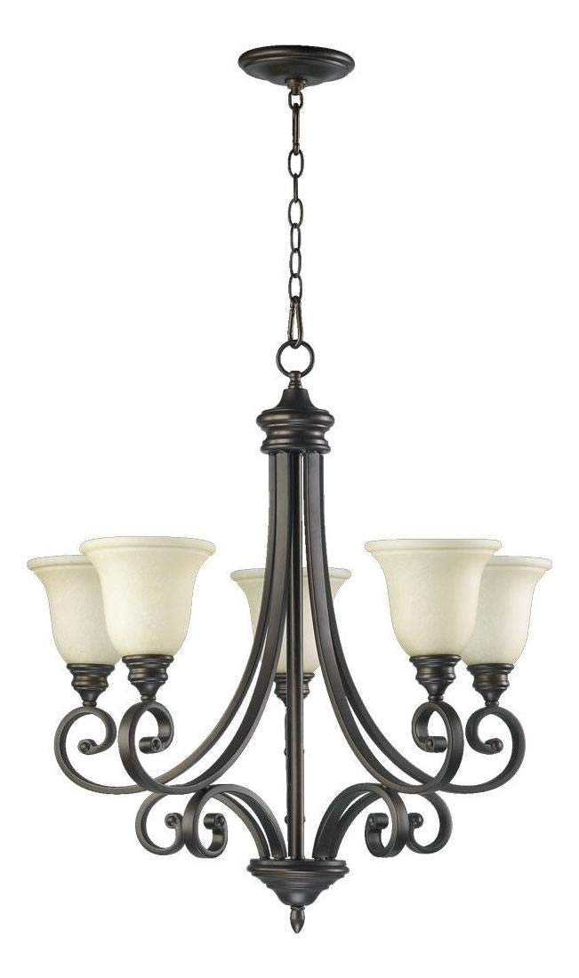 5-Light Oiled Bronze Amber Scavo Glass Chandelier - Elegant Dining Room & Entryway Lighting Fixture