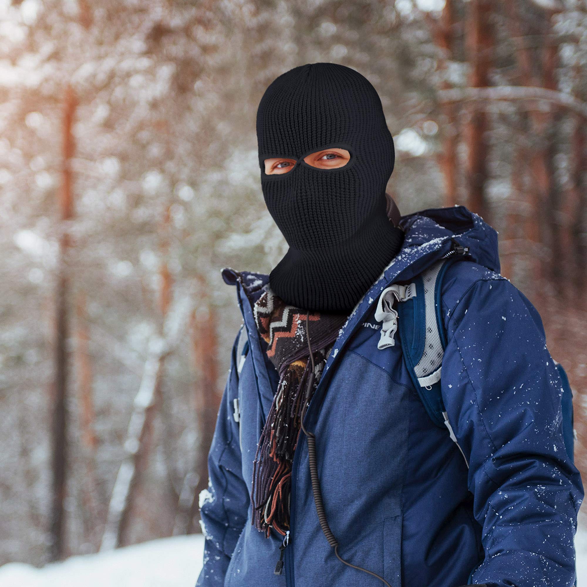 Geyoga 2 Hole Knitted Ski Mask - Winter Full Face Cover Balaclava for Men & Women - Warm Breathable Outdoor Sports Face Mask for Skiing, Snowboarding, Motorcycling & Hiking