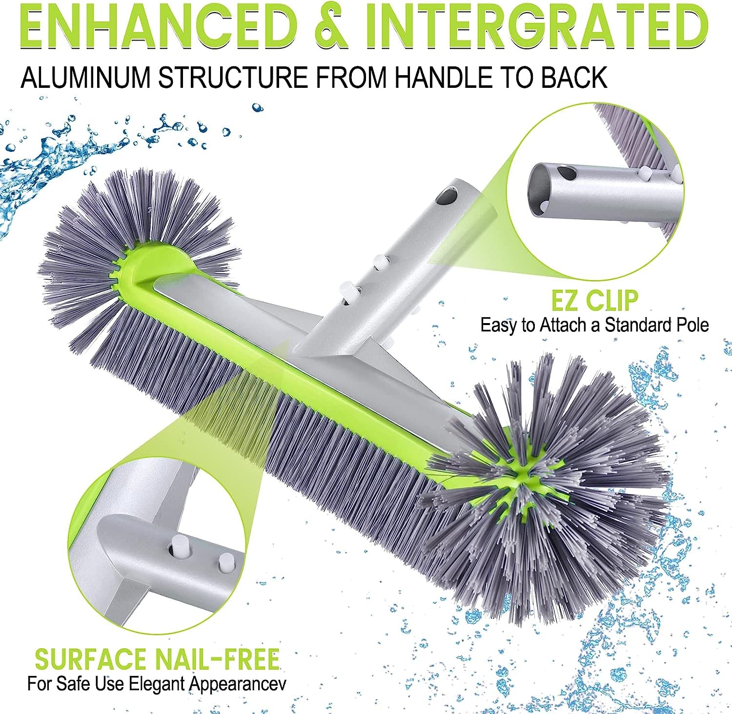Professional Swimming Pool Brush Head with Round Ends - 17.5
