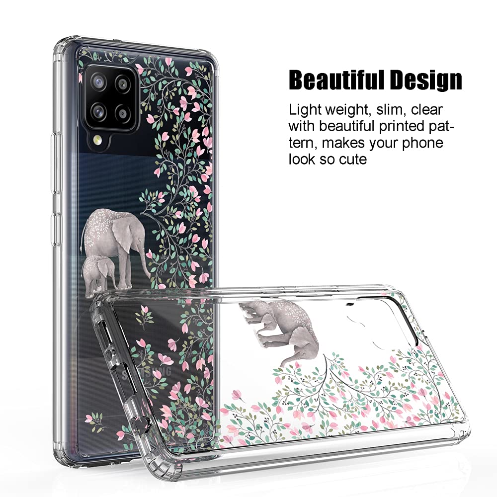 Samsung Galaxy A42 5G Clear Phone Case (6.6 Inch, 2021 Model) - Shockproof Slim Protective Cover with Elephant Design for Everyday Use & Travel Protection