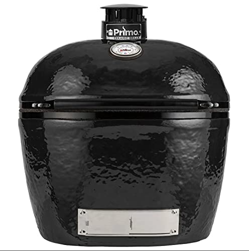 Primo Kamado XL 400 Oval Ceramic Charcoal Grill with Stainless Steel Grates - Outdoor BBQ, Smoking, Roasting & Baking - Perfect for Backyard, Patio & Tailgating (Black, 28