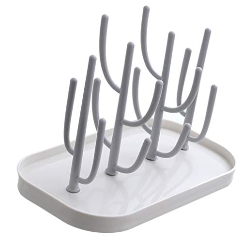 Yardwe Beige Bottle Drying Rack with Tray - Baby Bottle Sterilizer Holder for Breast Pump Parts, Pacifiers, Sippy Cups & Accessories | Perfect for Nursery, Kitchen & Daycare Organization