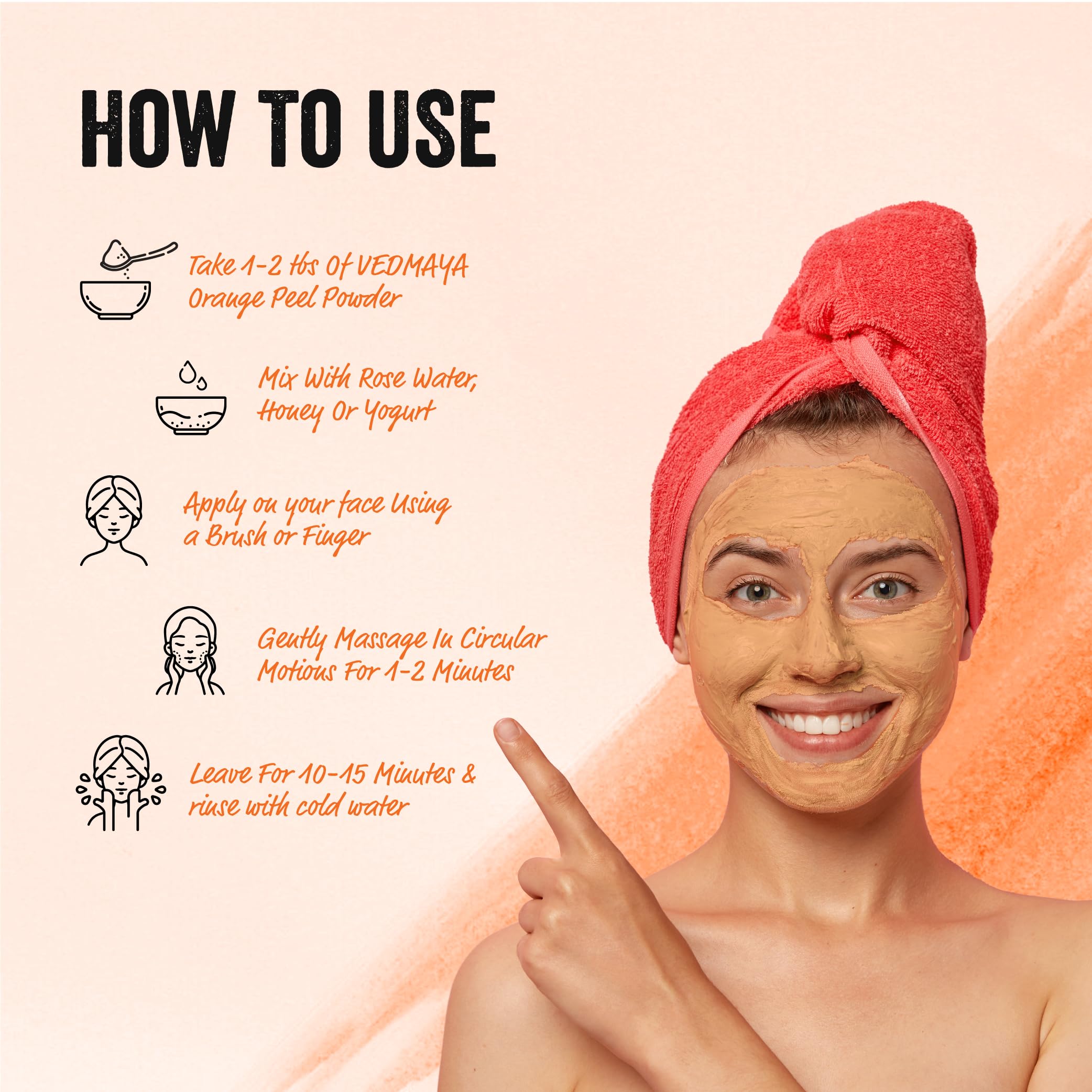 VEDMAYA 100% Pure Natural Orange Peel Powder (150g) for Face Mask & Body Wash - Oil Control & Tan Removal | Chemical-Free, Preservative-Free | DIY Skincare & Natural Beauty Treatments