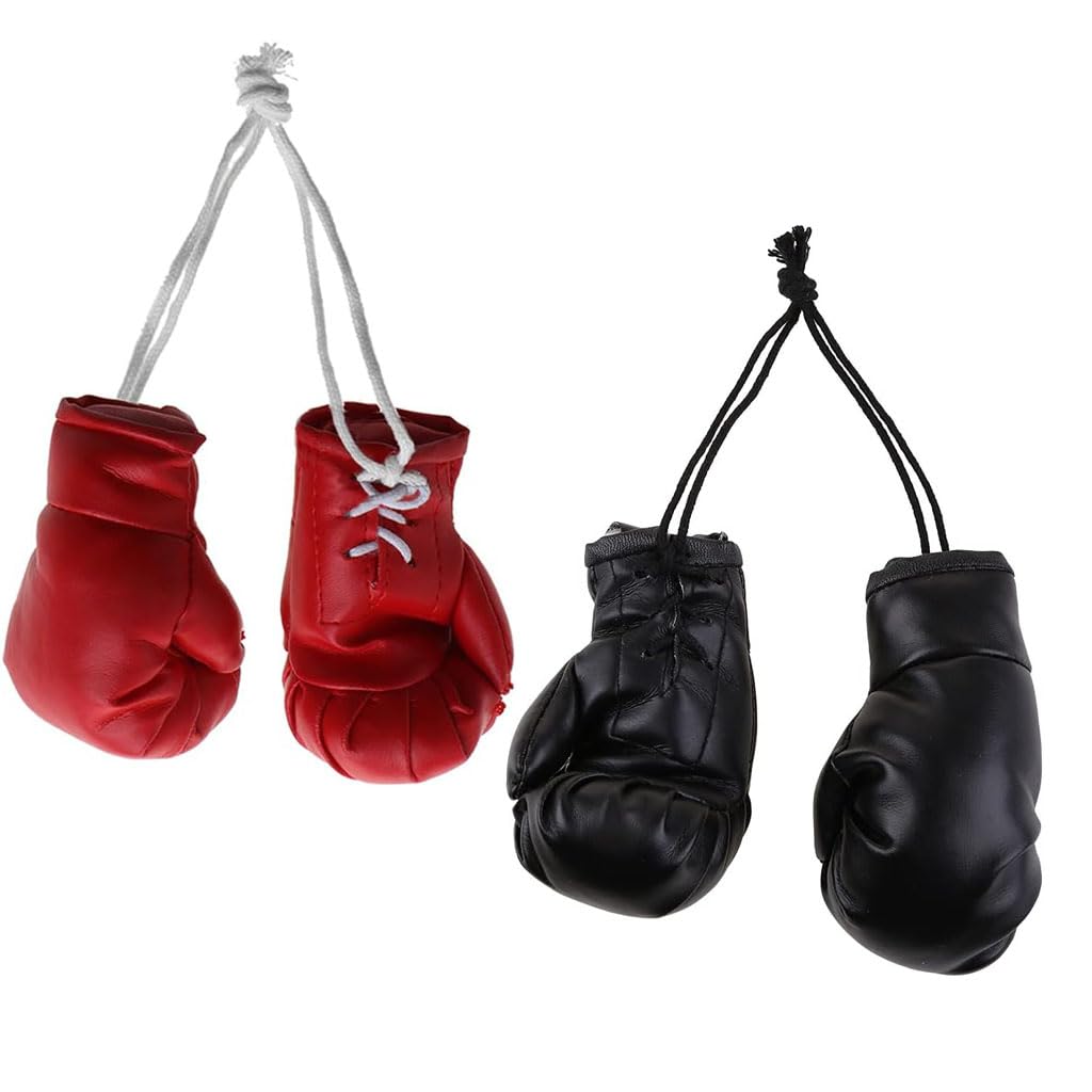 2 Pairs Mini Boxing Gloves - Hanging Boxing Bag Decorations for Car Mirror, Christmas Tree & Home Decor - Cute Boxing Toy Gifts for Sports Fans