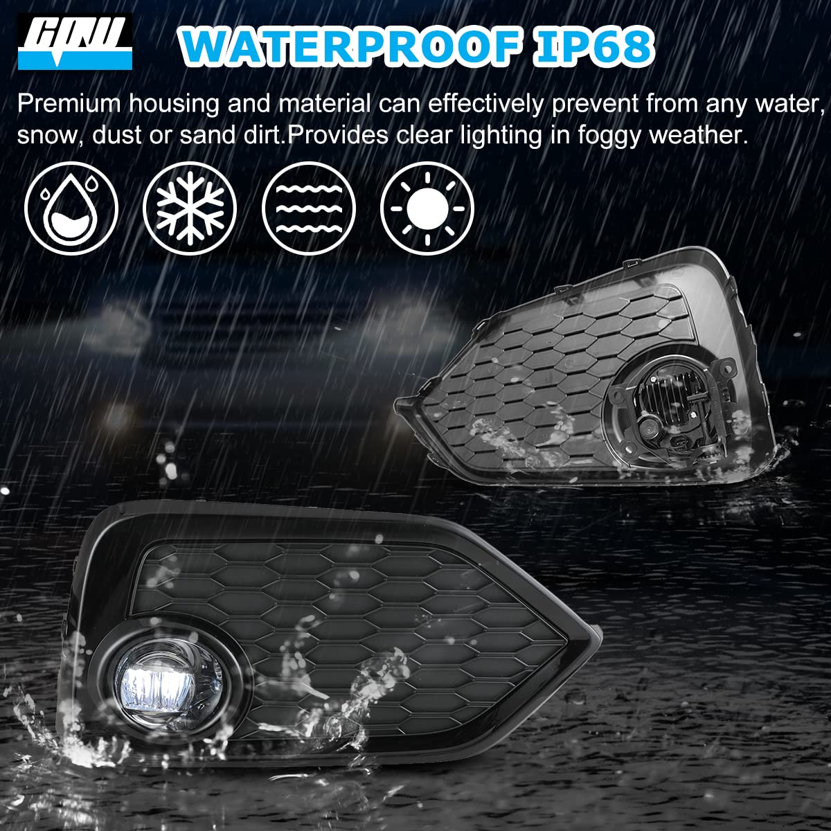 CPW LED Fog Lights Replacement for 2017-2019 Honda Civic Hatchback/Type R/Si Sedan/Si Coupe - Complete Kit with Switch & Wiring | Enhanced Visibility for Night Driving & Foggy Conditions