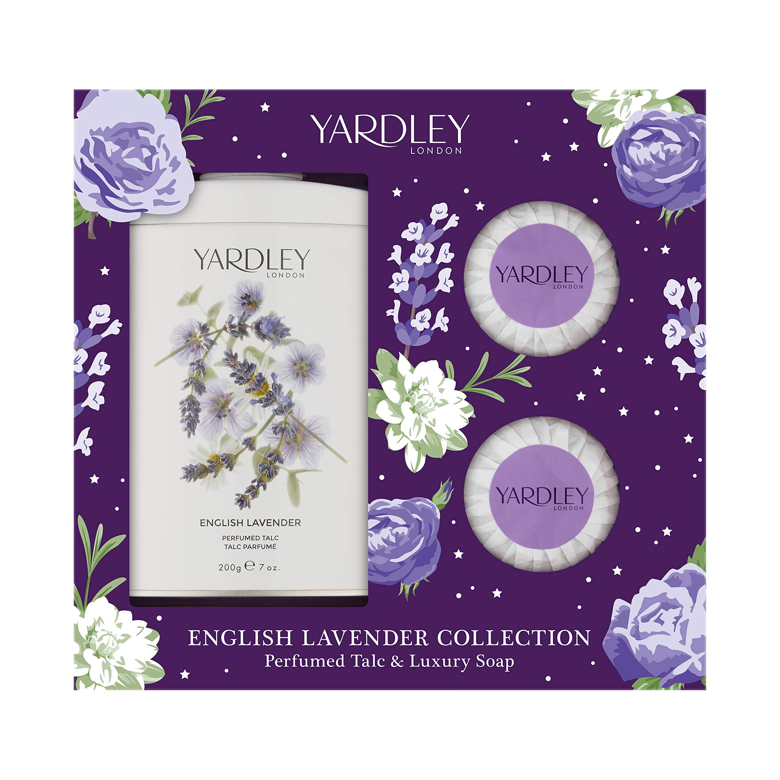 Yardley of London Talc & Soap Gift Set 2019 | Luxury Bath & Body Collection for Women | Perfect for Spa Day, Gifts & Self-Care