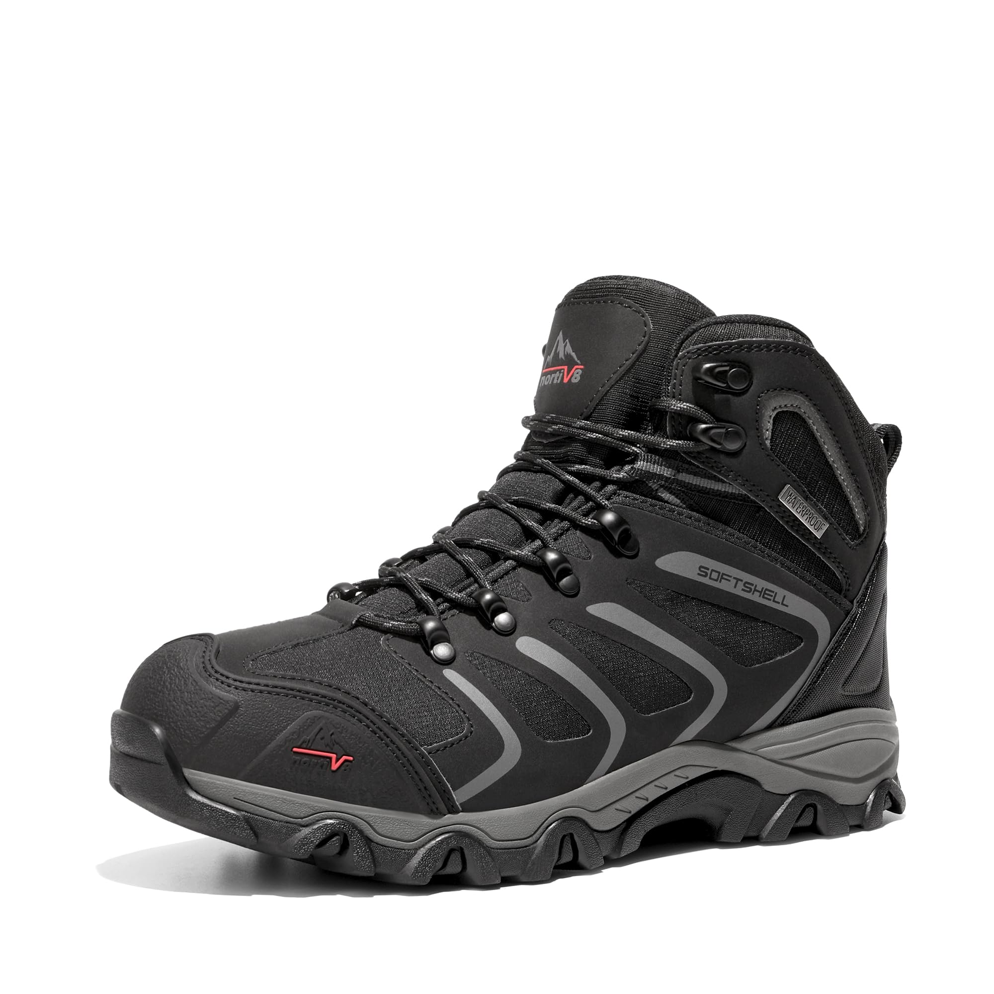 NORTIV 8 Men's Waterproof Hiking Boots - Lightweight Ankle High Outdoor Shoes for Trekking & Trail Walking - Perfect for Camping, Backpacking and Mountain Adventures