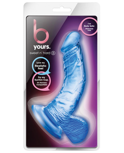 BYours Sweet N' Hard 8 Inch Realistic Dildo with Balls - 6.5 Inch Insertable Length - Blue Silicone Adult Toy for Couples & Solo Play - Perfect for BDSM, Roleplay & Spicing Up Your Sex Life