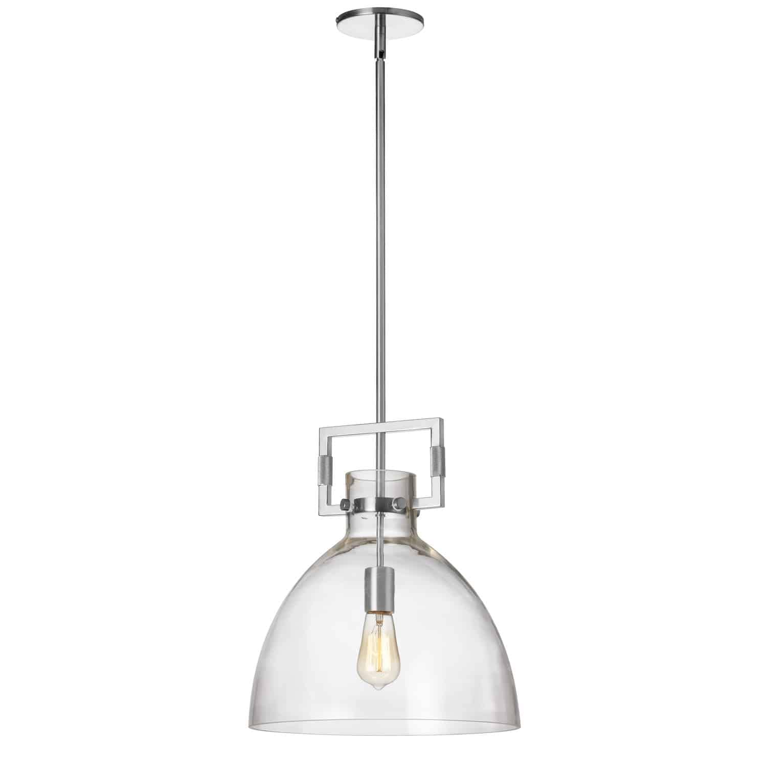 Dainolite LBY-141P-PC1 Modern Clear Glass Pendant Light Fixture - Sleek Hanging Chandelier for Kitchen Island, Dining Room & Bedroom Lighting