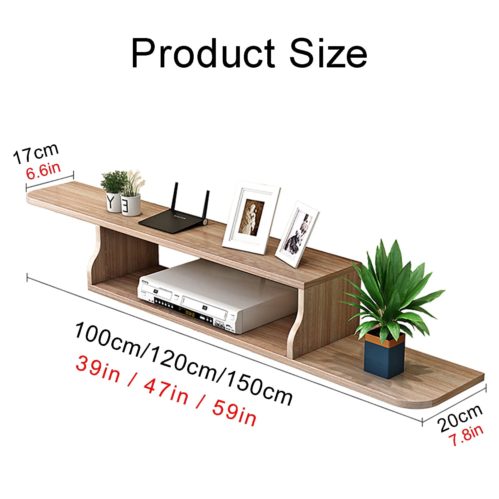 Floating TV Stand Wall Mounted Entertainment Center Cabinet - 100x20cm Modern Storage Unit for TV, Audio, Video Console, Cable Box & Router - Perfect for Living Room, Bedroom & Home Theater Setup (Color: C)