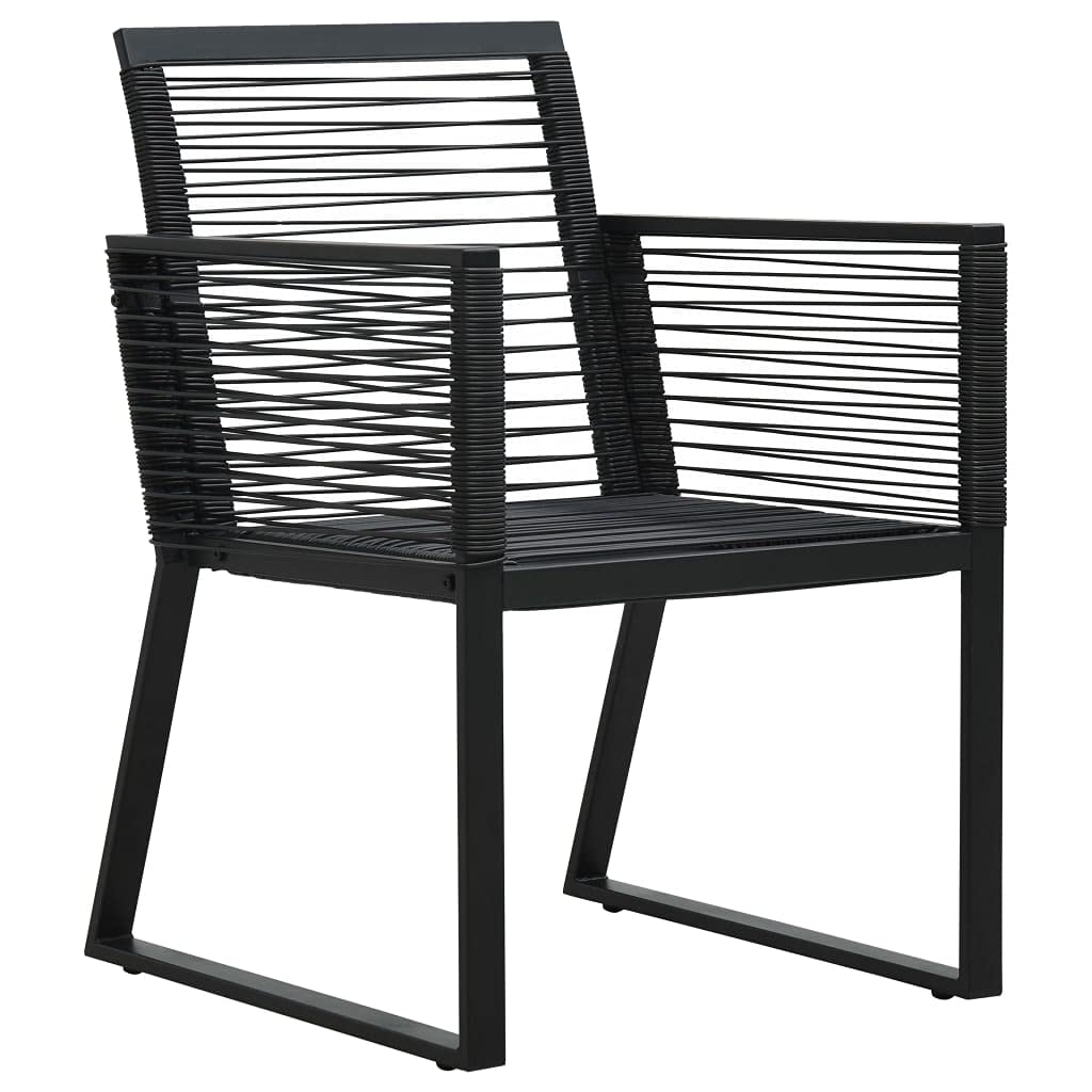 Premium Black PVC Rattan Patio Chairs Set of 2 - Modern Weather-Resistant Outdoor Furniture for Garden, Deck & Backyard - Comfortable Seating with Armrests for Relaxing, Lounging & Entertaining Guests