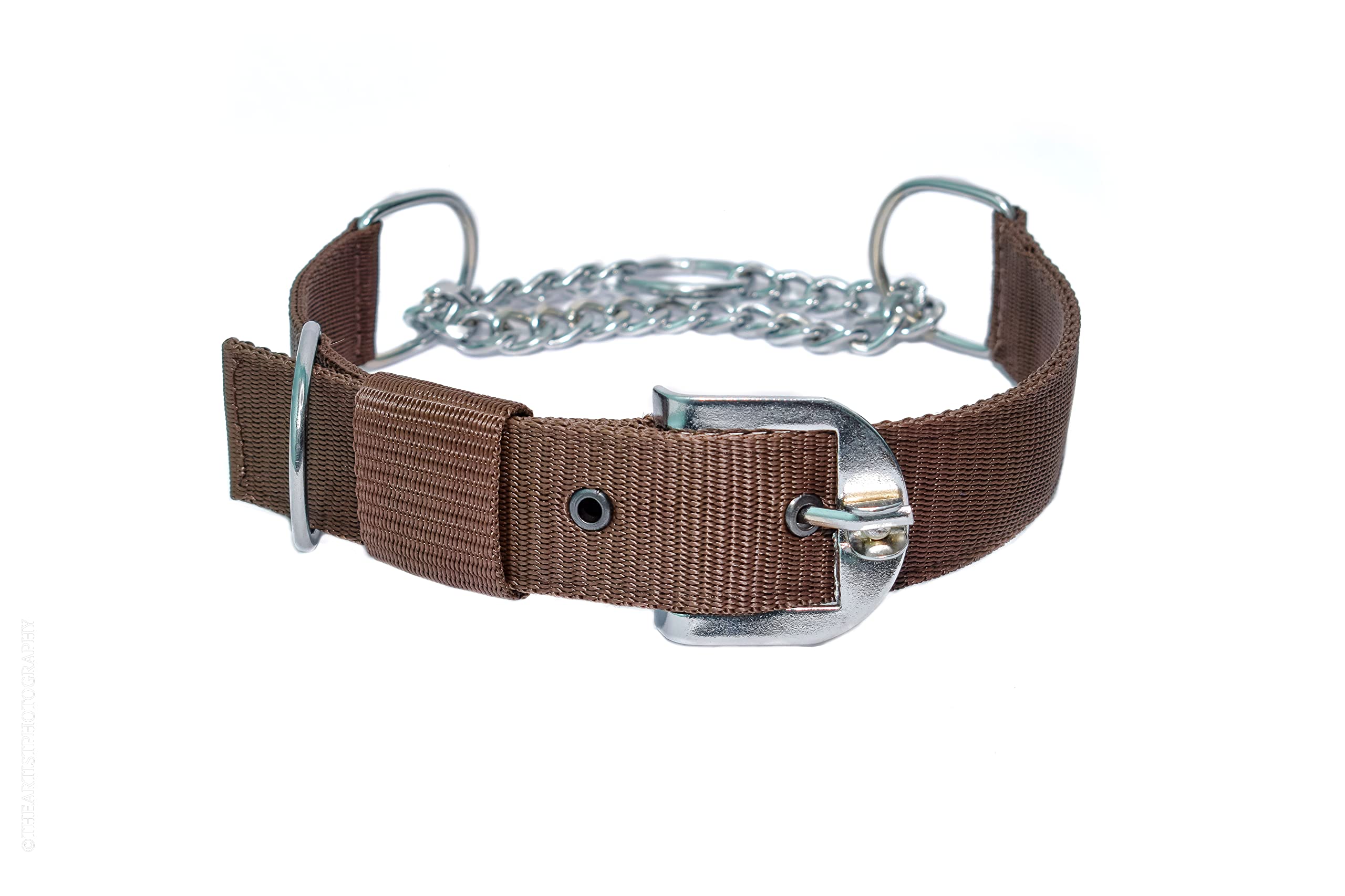 VIPCOLLECTION Adjustable Dog Half Chain Collar & Nylon Leash Set - Comfortable Training, Walking & Running Gear for All Dog Breeds (Large, Brown, 73.7cm) - Perfect for Daily Walks, Obedience Training & Outdoor Adventures