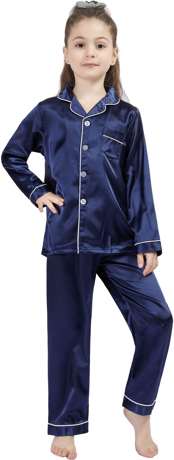 Kids Silk Satin Pajama Set - Long Sleeve Button-Down Sleepwear for Girls & Boys | Cozy Bedtime & Lounging