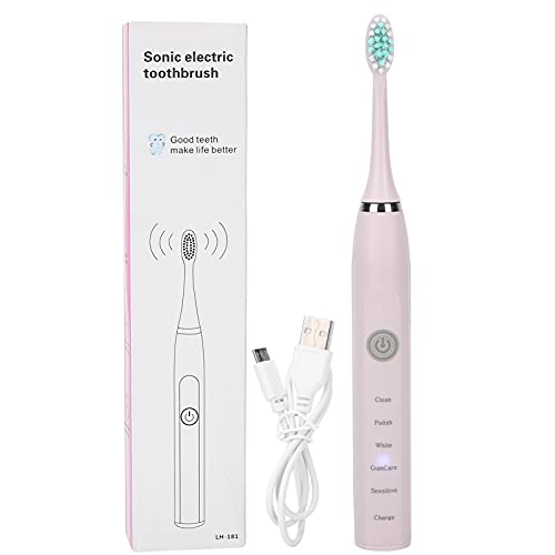 **USB Rechargeable Electric Toothbrush for Adults & Kids - Sonic Cleaning with Soft Bristles, Waterproof, Pink | Perfect for Travel, Home & Daily Oral Care**