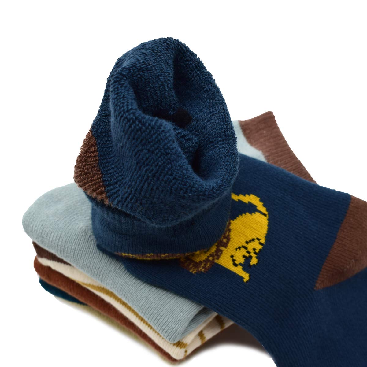 5 Pack Thick Cotton Winter Warm Fuzzy Socks for Kids 1-3 Years - Cozy Non-Slip Boys & Girls Socks for Indoor Play, Nursery & Cold Weather