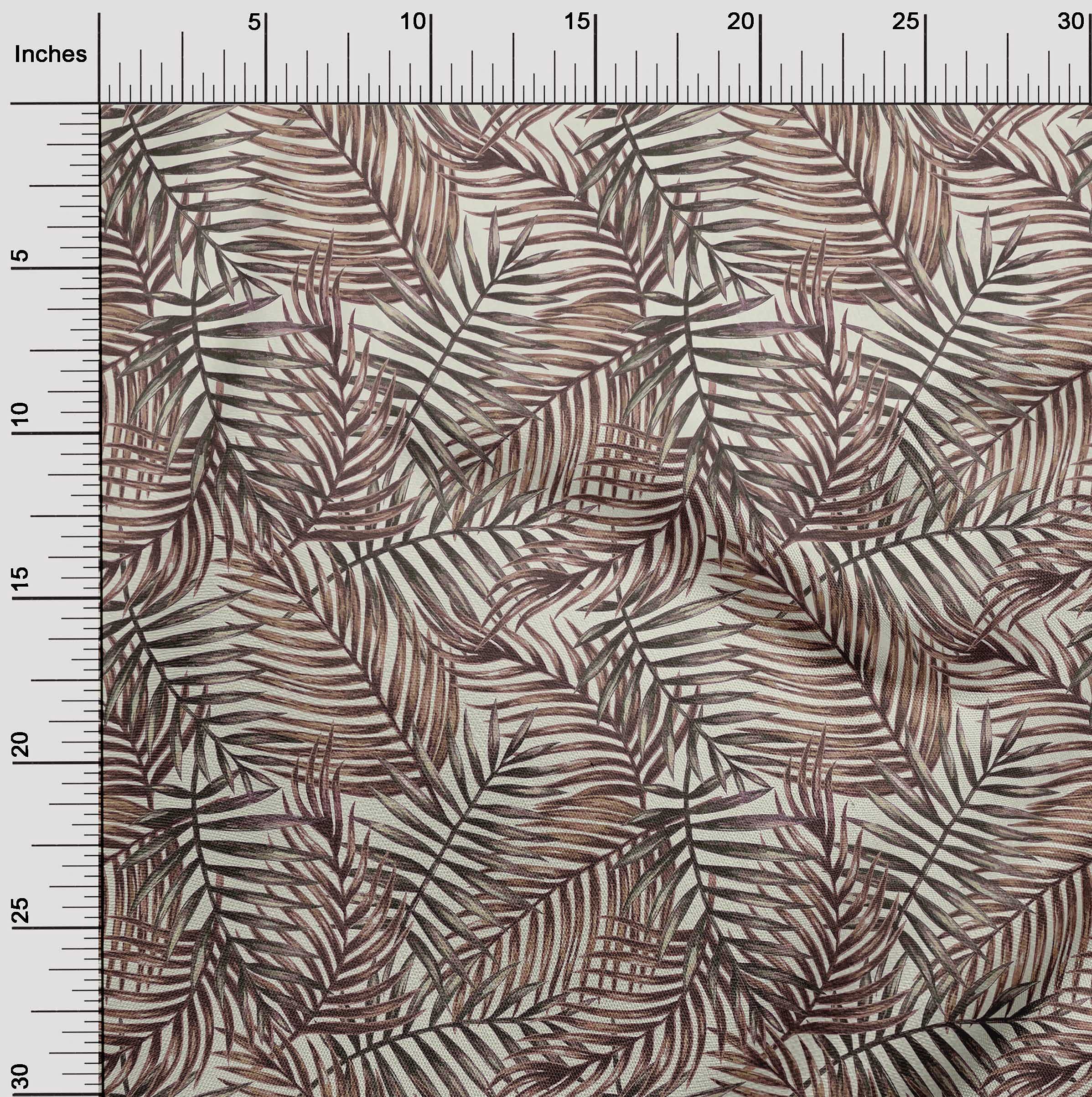 oneOone Velvet Beige Fabric Leaves Print - 58 Inch Wide Sewing Material by The Yard for DIY Clothing, Dresses, Curtains & Home Decor Projects