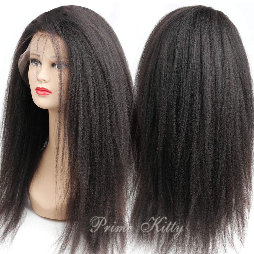 Kinky Straight Lace Front Wigs 100% Brazilian Virgin Human Hair with Baby Hair - 150% Density Glueless Pre-Plucked 9A Lace Wig for Black Women (12 Inch) - Perfect for Daily Wear, Cosplay & Protective Styling