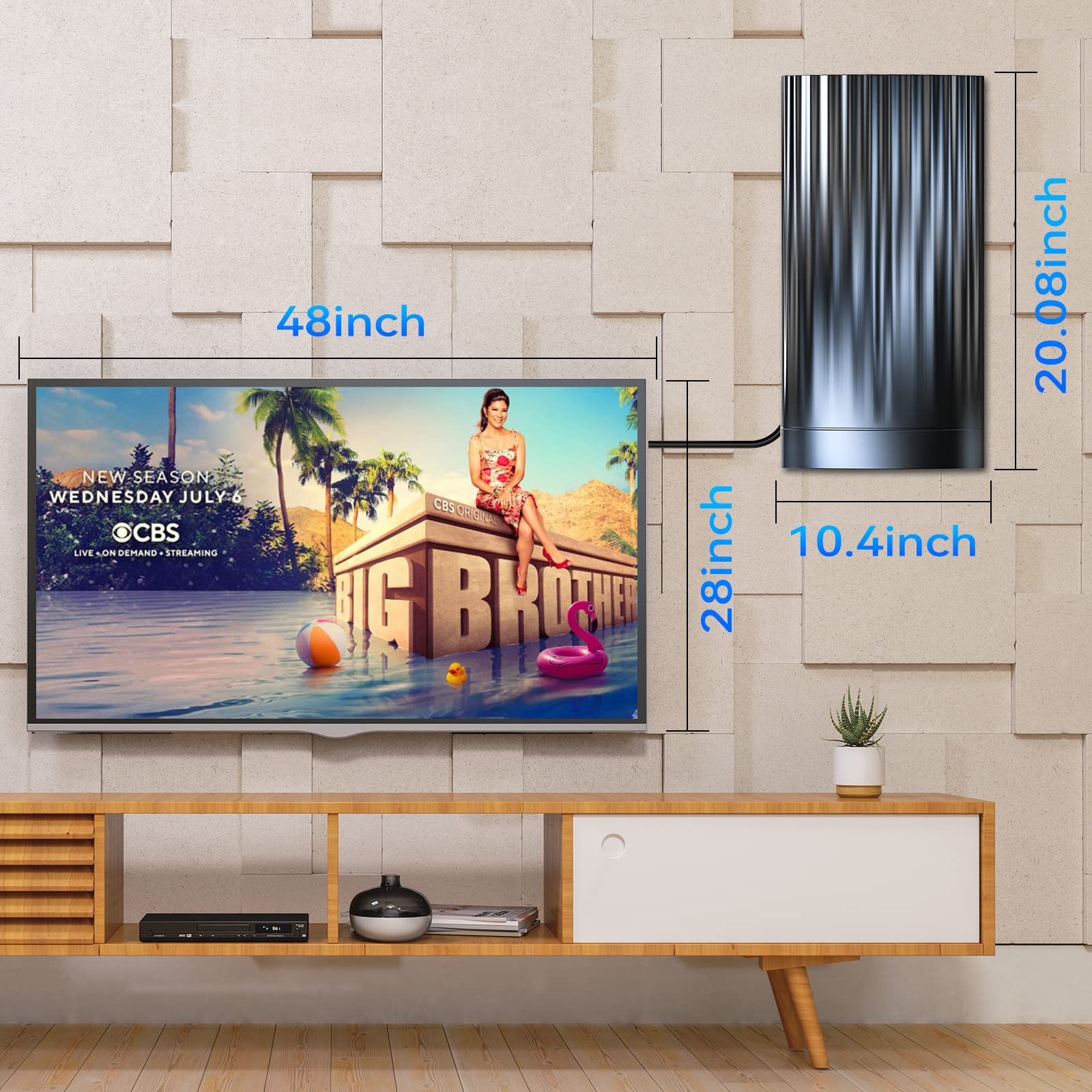 2024 Best Digital HD TV Antenna for Smart TV 4K - Outdoor Over-the-Air HDTV Antenna with Amplifier, Signal Booster & 52FT Coax Cable/AC Adapter - Perfect for Cord-Cutting, Home Theater & Local Channel Reception