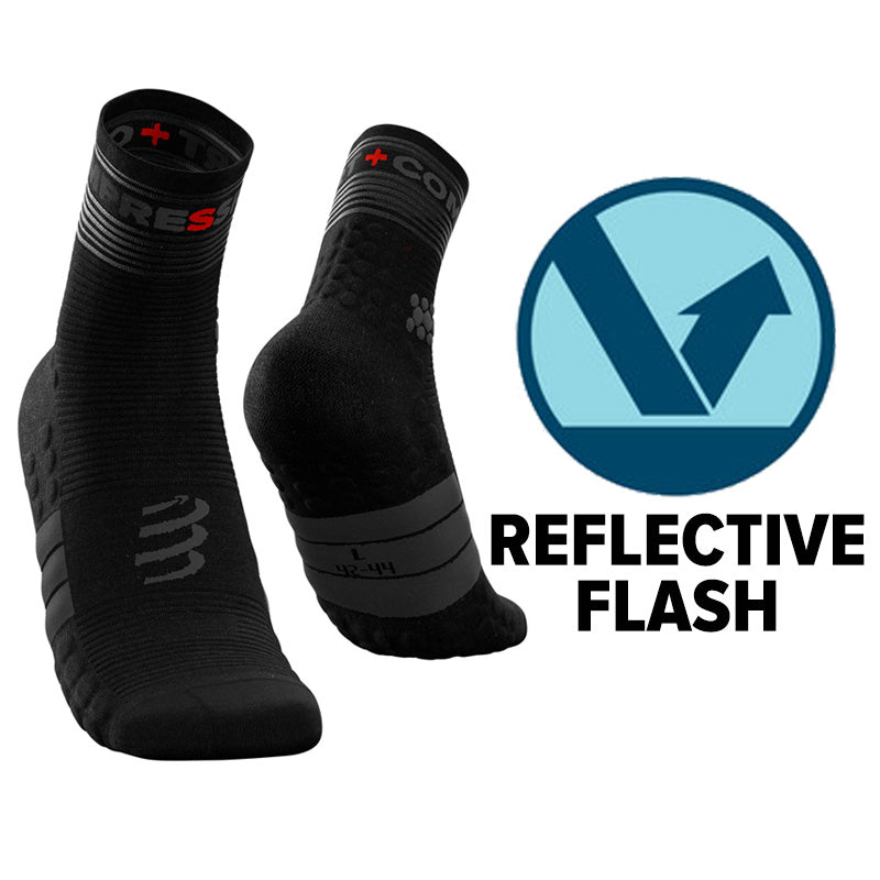 COMPRESSPORT Unisex Pro Racing Socks - High Performance Athletic Compression Socks for Running, Cycling & Triathlon - Flash Black (XU00009B_990) - Ideal for Marathon Training & Endurance Sports