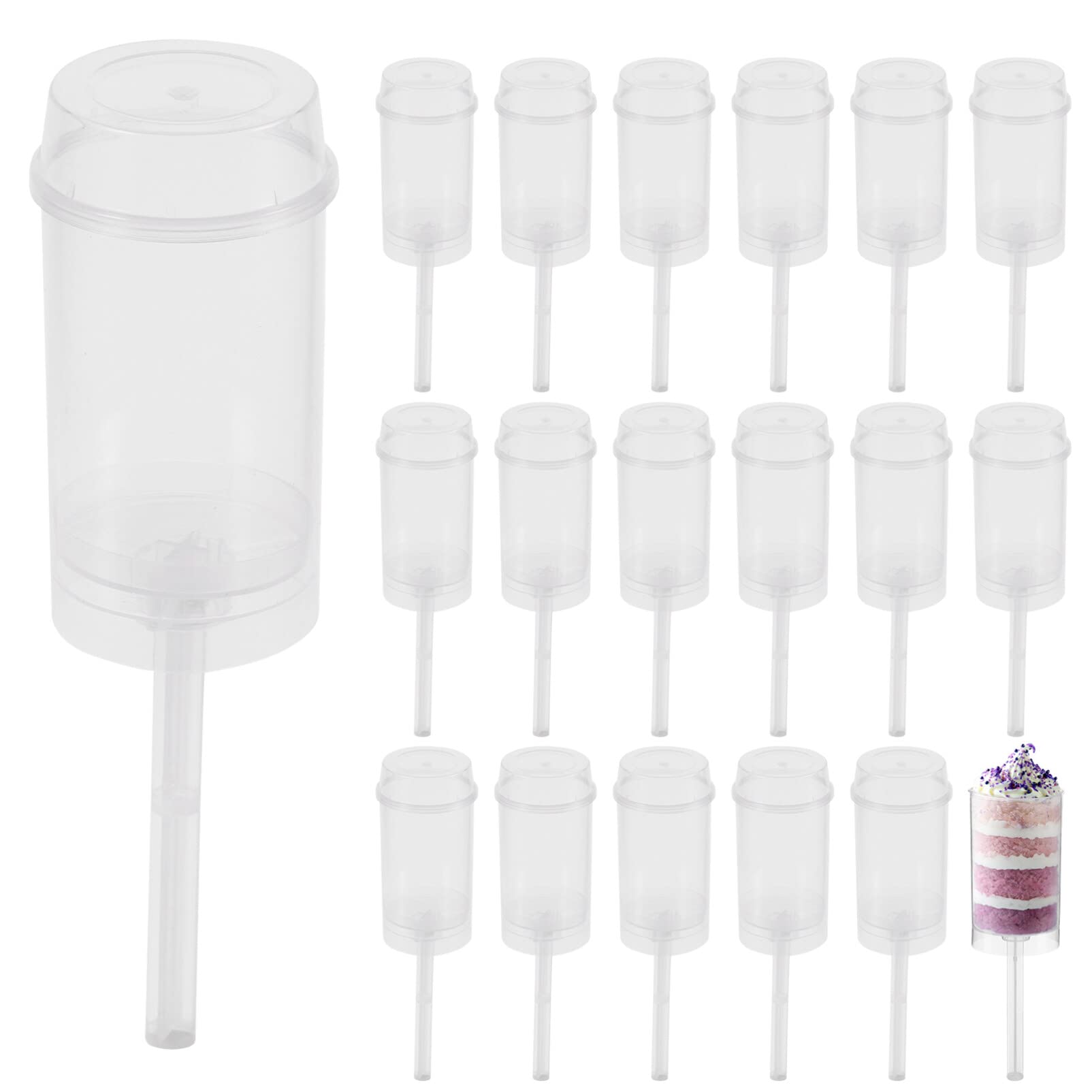 30pcs Push Up Cake Shooter Containers with Lids - Reusable Dessert Cups for Cake Pops, Ice Cream, Yogurt & Party Treats - Perfect for Birthday Parties, Weddings & Catering Events