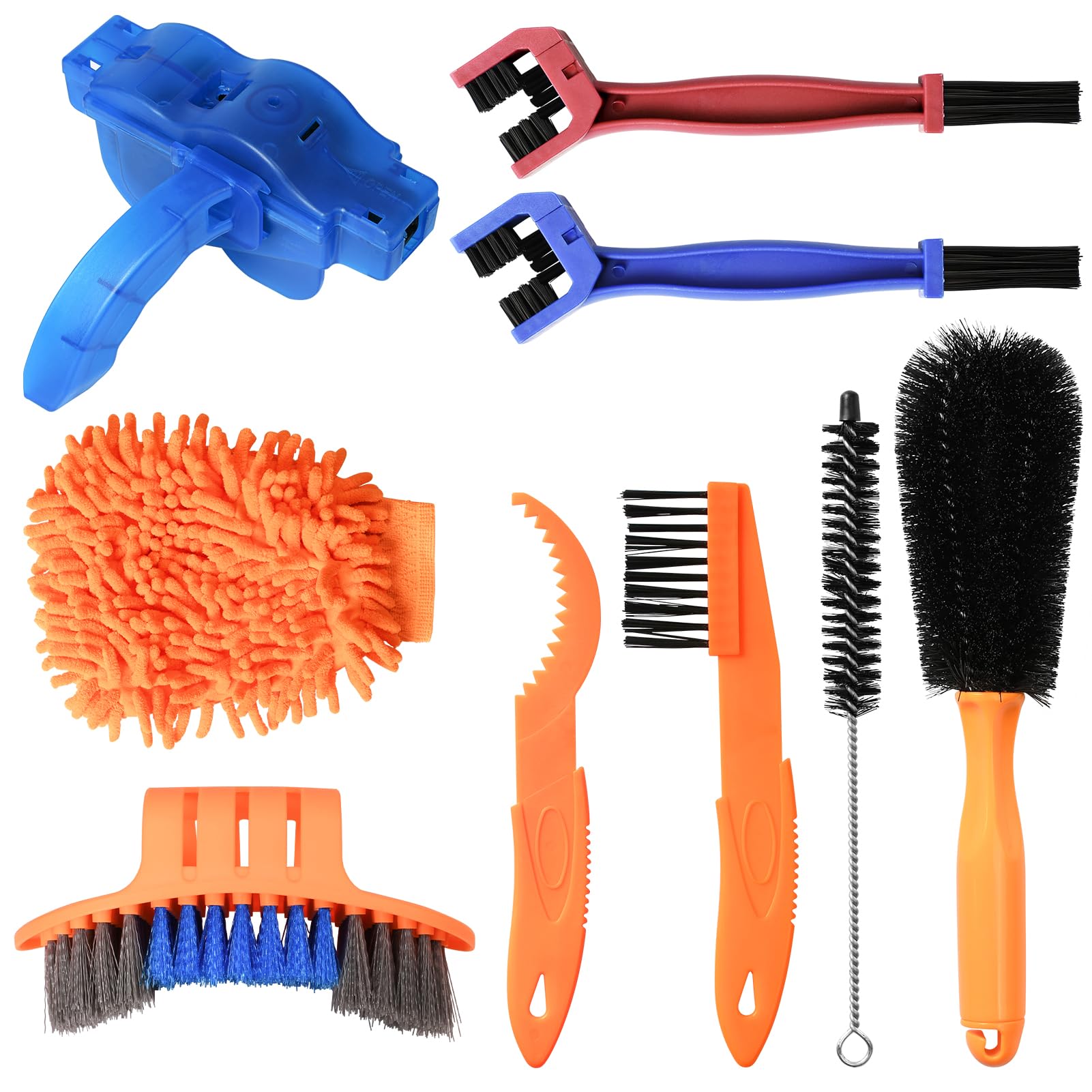 9PCS Bike Cleaning Tool Kit - Bicycle Chain Brush for Mountain, Road, BMX & Folding Bikes | Perfect for Home Bike Maintenance & Outdoor Cycling Gear Care