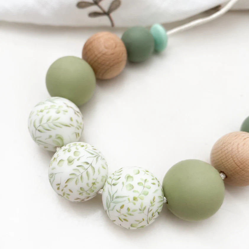 Spring Bloom Silicone Necklace - Sage Foliage Design | Fashion Jewelry for Women | Perfect for Spring Outfits, Weddings & Everyday Wear