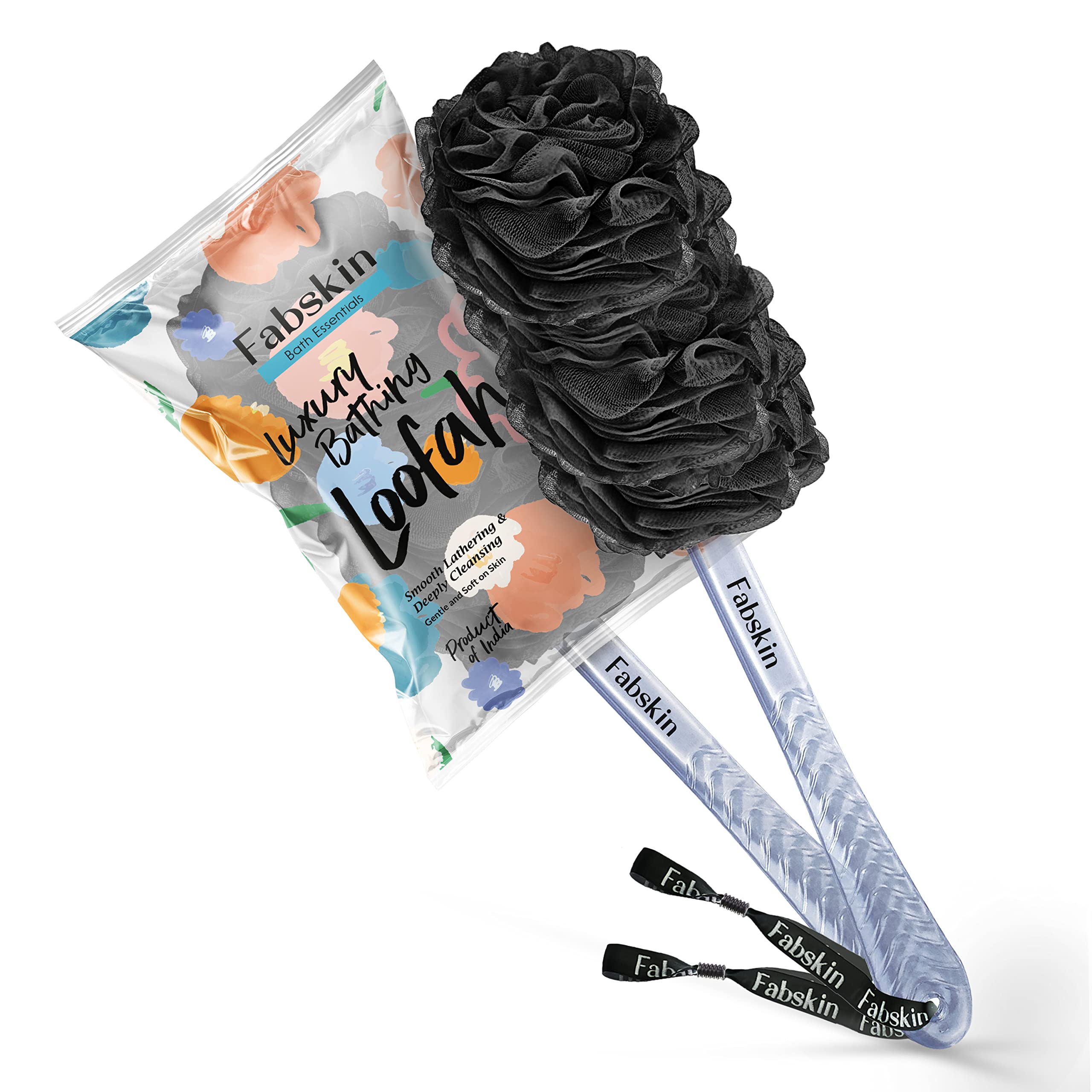 Exfoliating Body Brush with Long Handle for Men & Women | Premium Loofah Back Scrubber | Bath & Shower Brush for Deep Cleansing & Skin Renewal | Made in India (Black) | Perfect for Spa Days, Dry Brushing & Exfoliation Routines