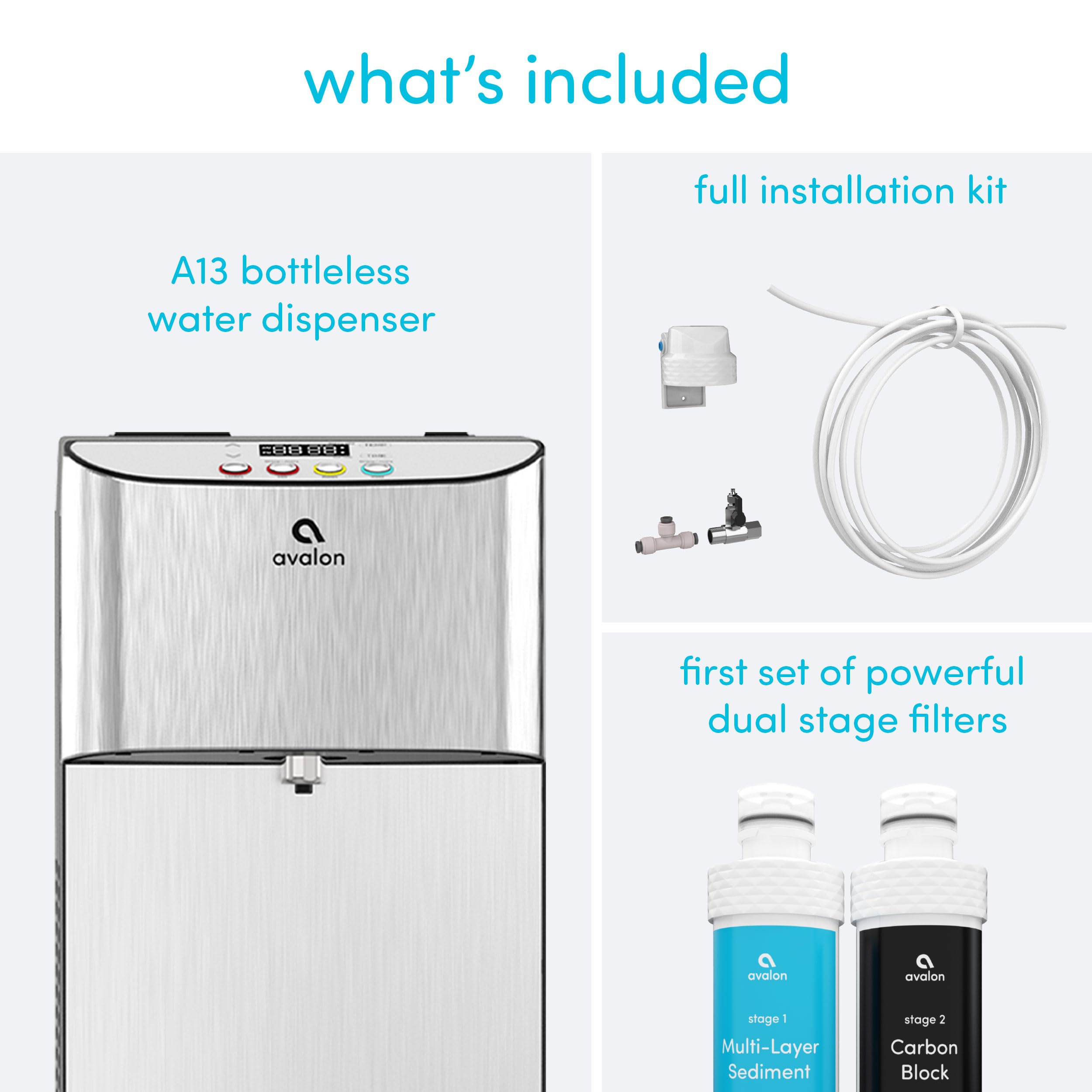 Avalon Electric Bottleless Water Cooler Dispenser - 3 Temperature Settings, Digital Display with Clock & Temp Control, Self-Cleaning Stainless Steel Water Dispenser for Home & Office Use
