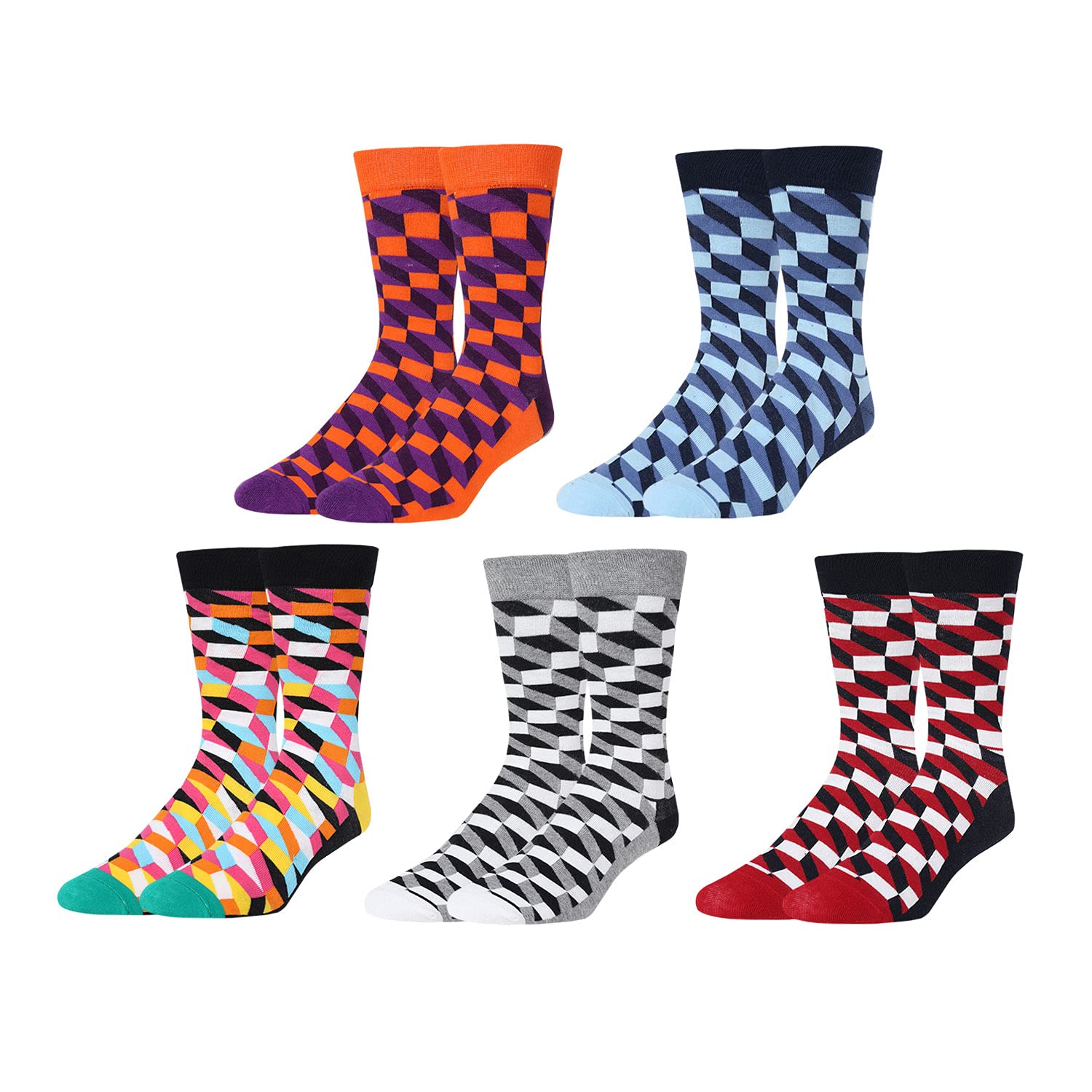 Funny Novelty Socks for Men - Colorful Crazy Dress Socks with Food, Animal & Argyle Patterns - Comfortable Cotton Crew Socks for Work, Gifts & Casual Wear