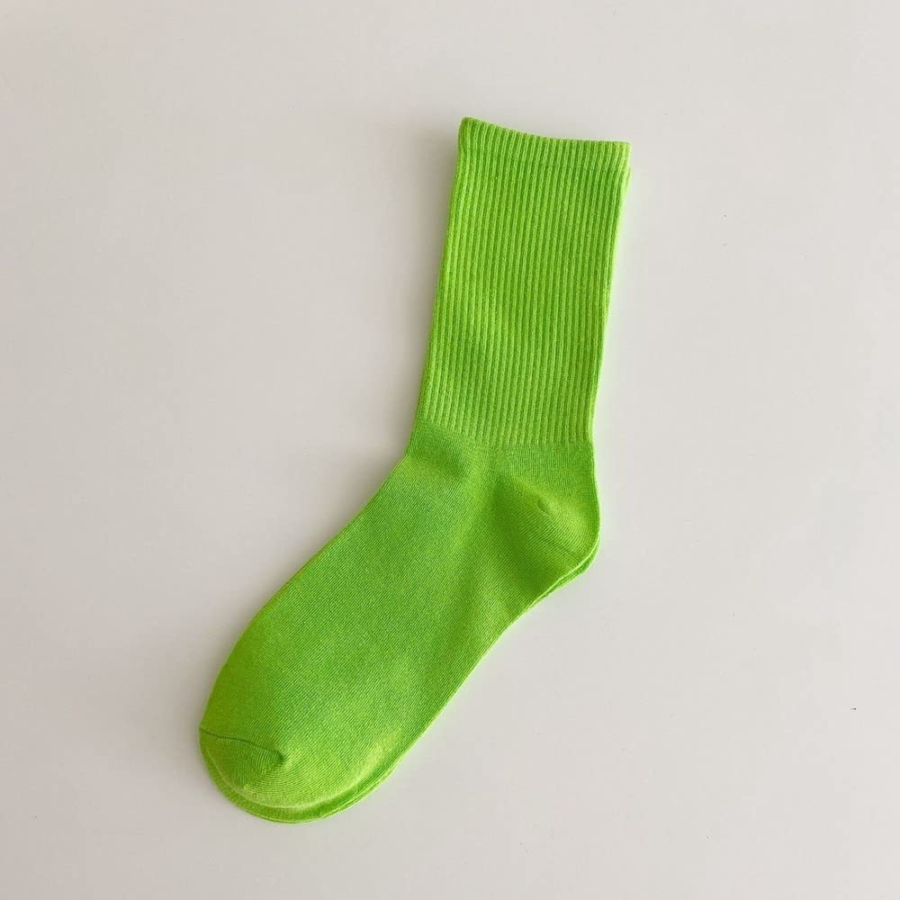 Long Green Spring & Autumn Fluorescent Tube Socks - Fruit Green & Dark Green Candy Color Knee High Socks for Women - Perfect for Cosplay, Rave, and Fashion Outfits