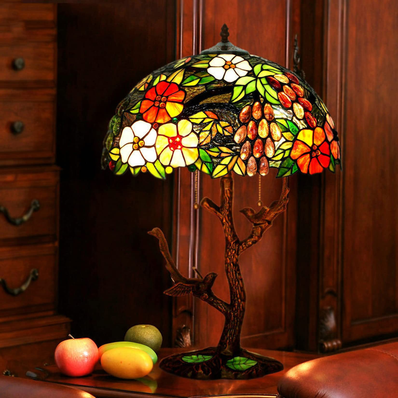Vintage Tiffany Stained Glass Table Lamp - 16