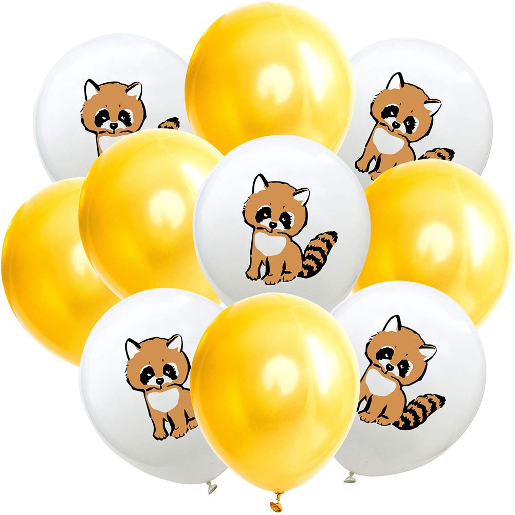 20 Pack Cute Raccoon Shaped Latex Balloons with Sequins - Animal Themed Party Decorations for Kids Birthday, Baby Shower & Carnival Events