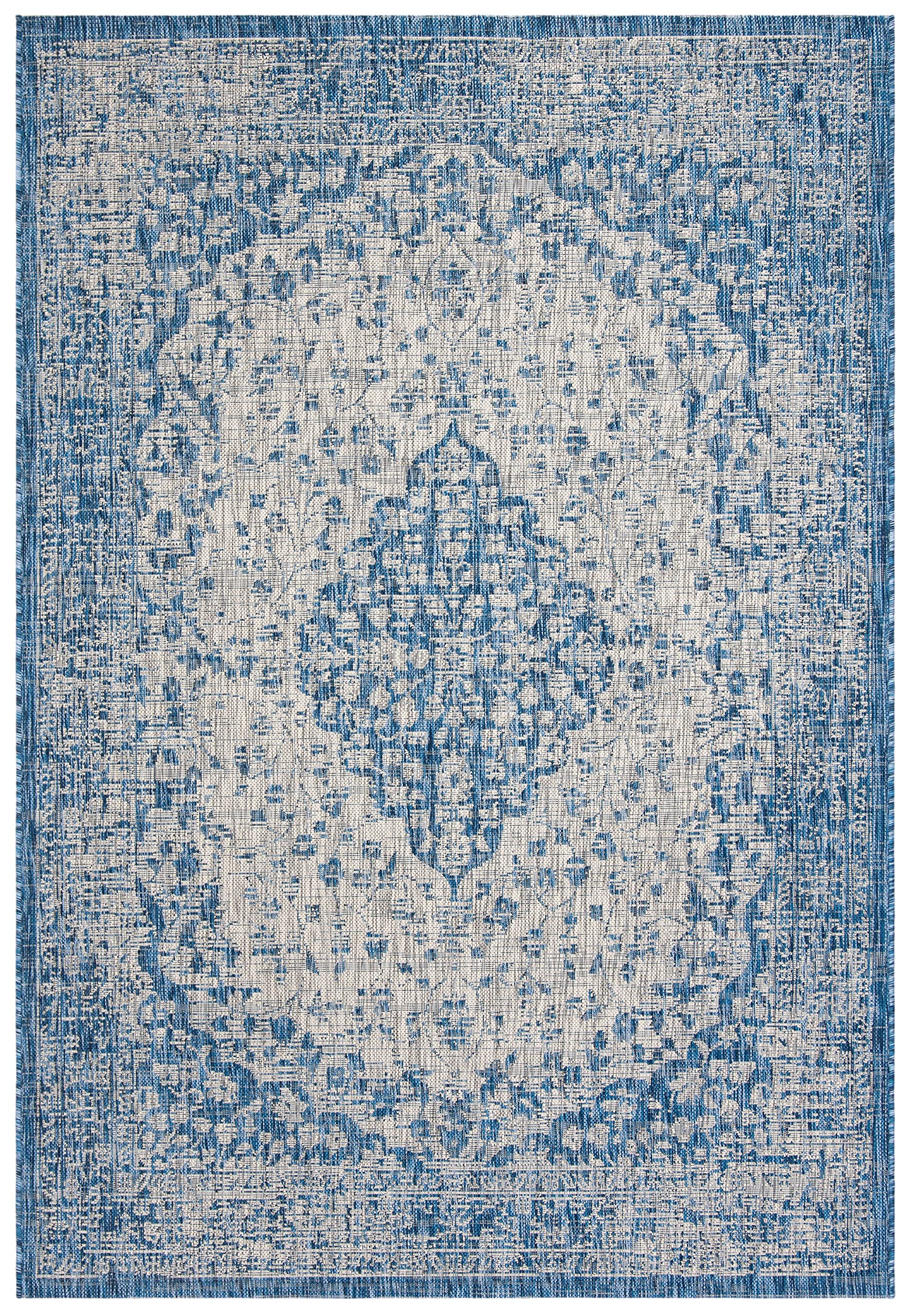 SAFAVIEH Courtyard Collection 8' x 10' Blue Grey Indoor Outdoor Waterproof Area Rug - Easy to Clean, Perfect for Patio, Backyard, Mudroom & High Traffic Areas