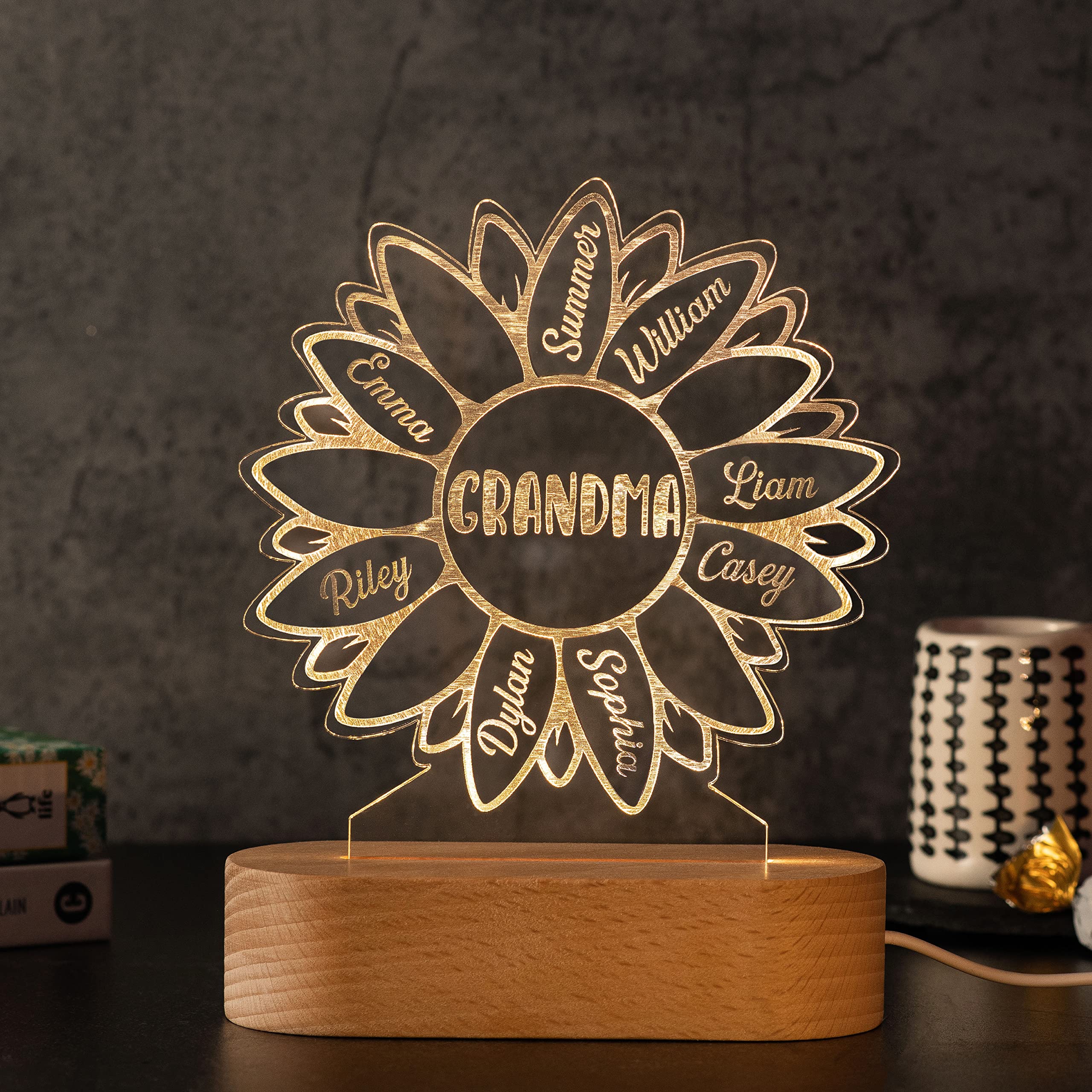 Sunflower Gifts for Grandma - Personalized Mother's Day & Birthday Presents for Mimi, Nana & Mom - 50th, 60th, 70th, 80th Birthday Gift Ideas - Perfect for Home Decor, Special Occasions & Heartwarming Surprises