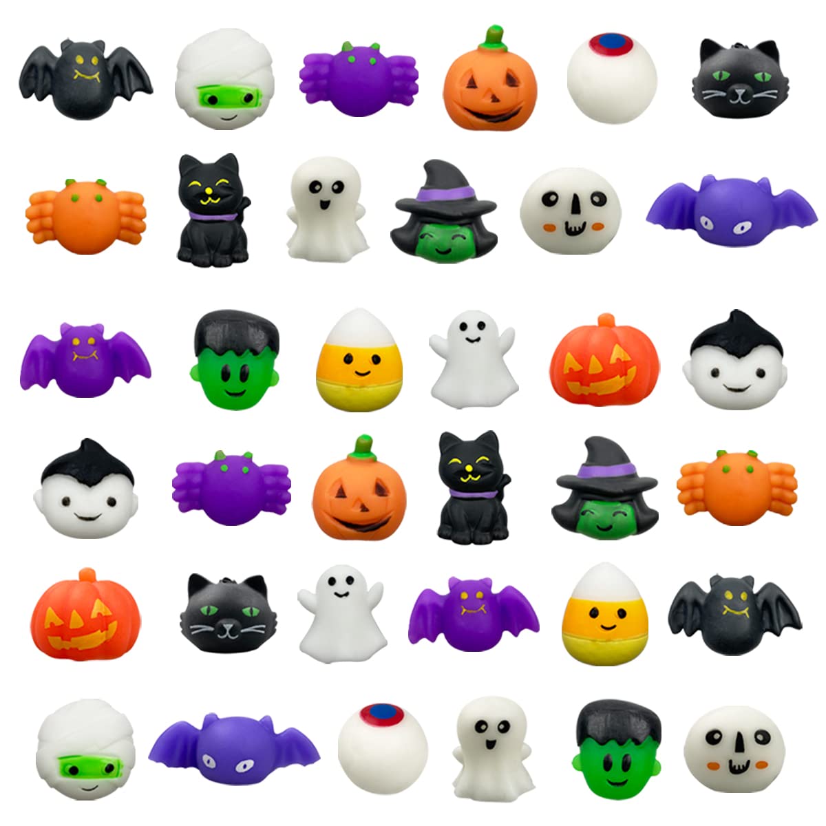Jofan 36 PCS Mochi Squishy Toys for Kids - Halloween Party Favors & Treat Bags for Stress Relief