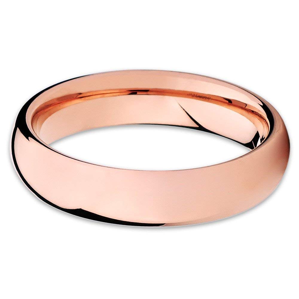 Rose Gold Tungsten Wedding Band - 5mm Comfort Fit Ring for Men & Women - 18k Rose Gold Anniversary Ring - Perfect for Engagements, Weddings & Special Occasions