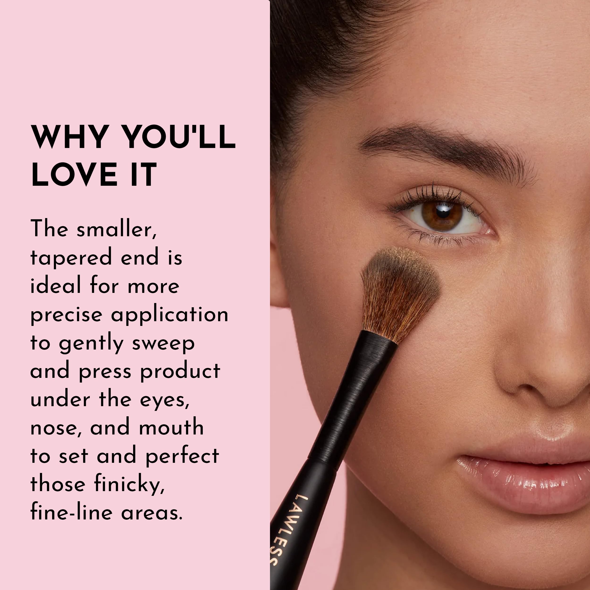 Professional Dual Ended Powder Brush for Women - Soft & Dense Makeup Brush for Face & Contouring - Perfect for Everyday Use & Travel