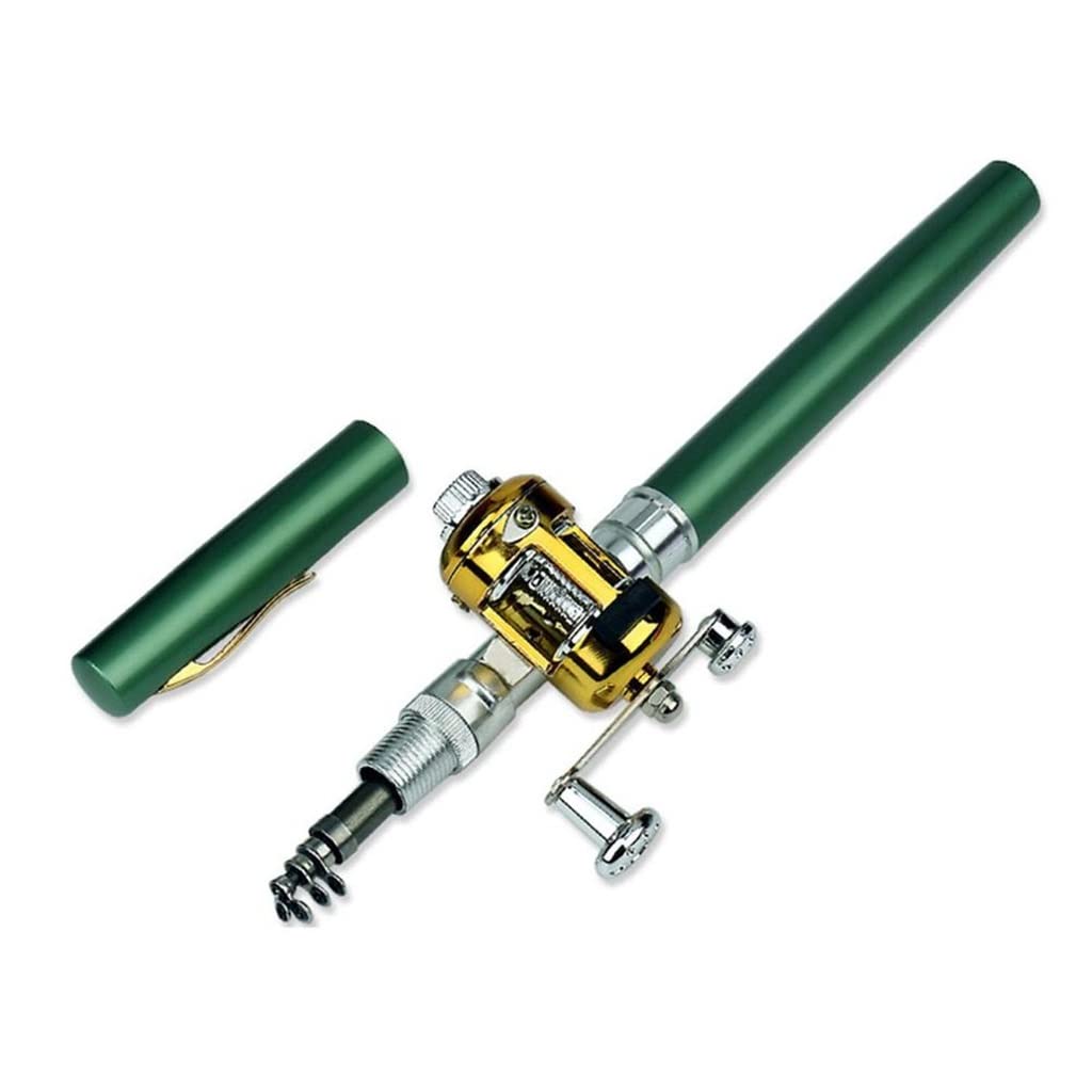 Portable Telescopic Mini Fishing Rod - Compact Pen Shape with Reel Wheel for Outdoor, River & Lake Fishing - Ideal for Travel, Camping & Backpacking (1m, Blue)