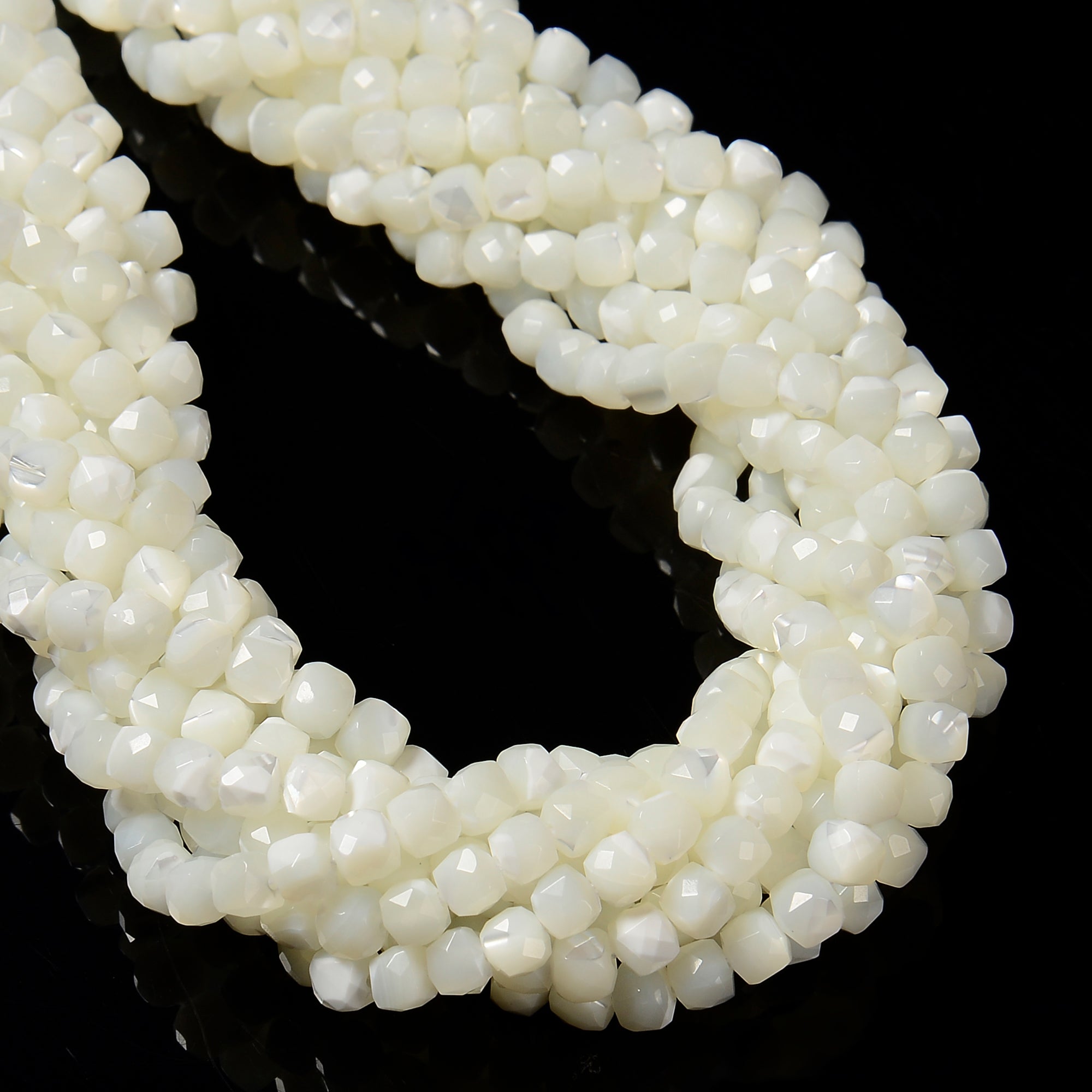 Iridescent White Mother of Pearl Shell Faceted Cube Beads 4.5mm - 15.5 Inch Strand for Jewelry Making, DIY Crafts & Bracelet Designs